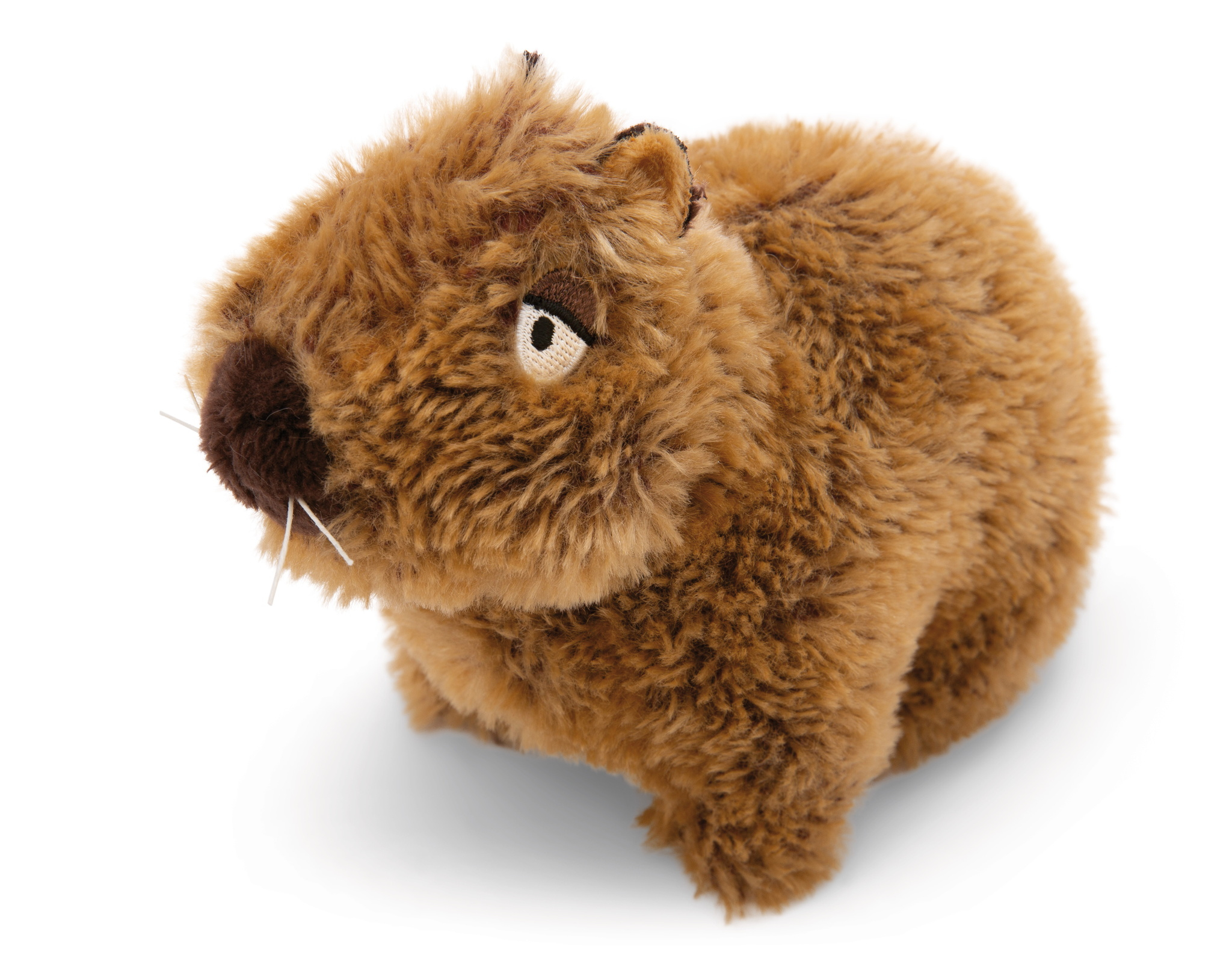 Brązowa pluszowa kapibara. Jest na białym tle.