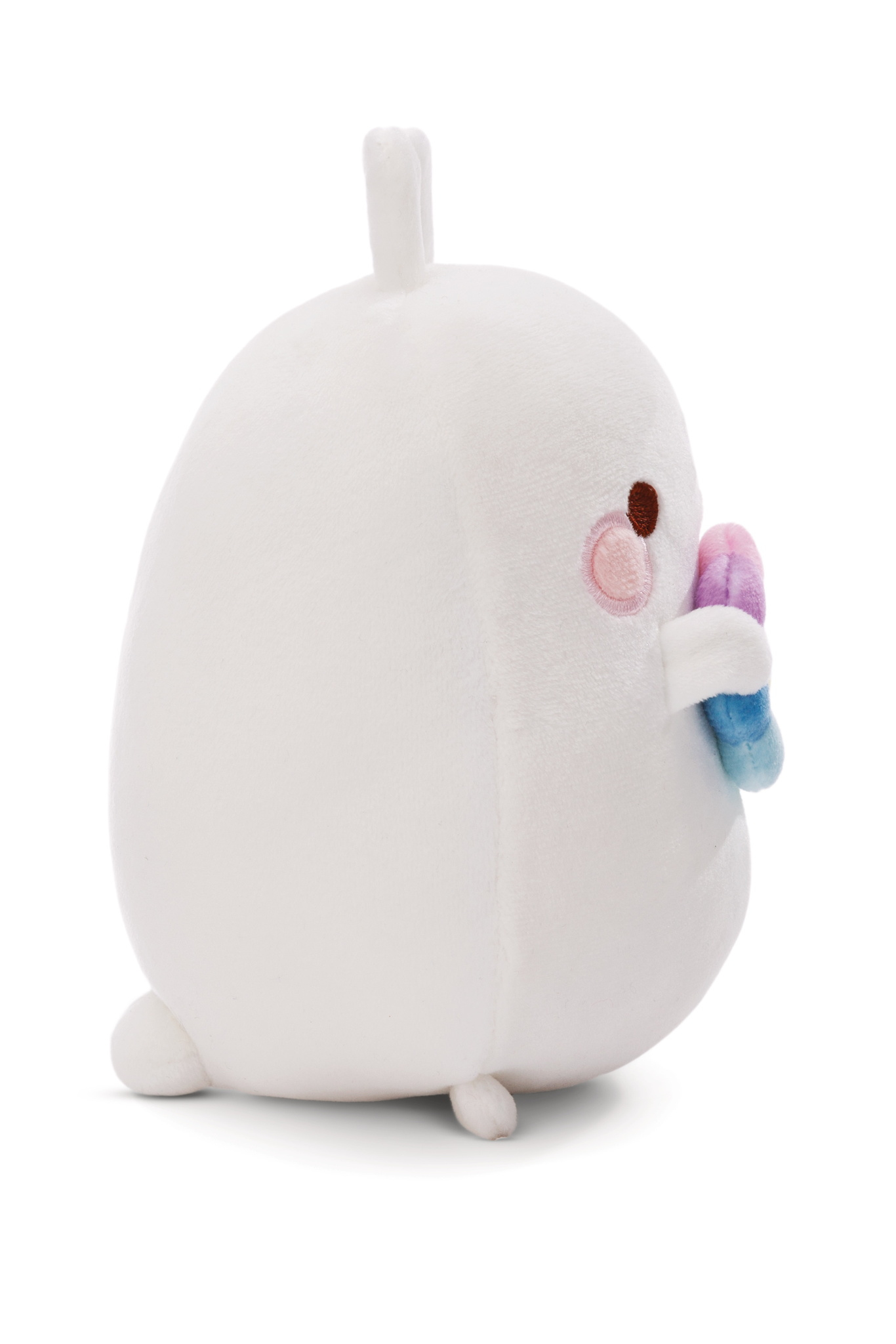 Peluche bianco, simile a un coniglio, con un ghiacciolo.