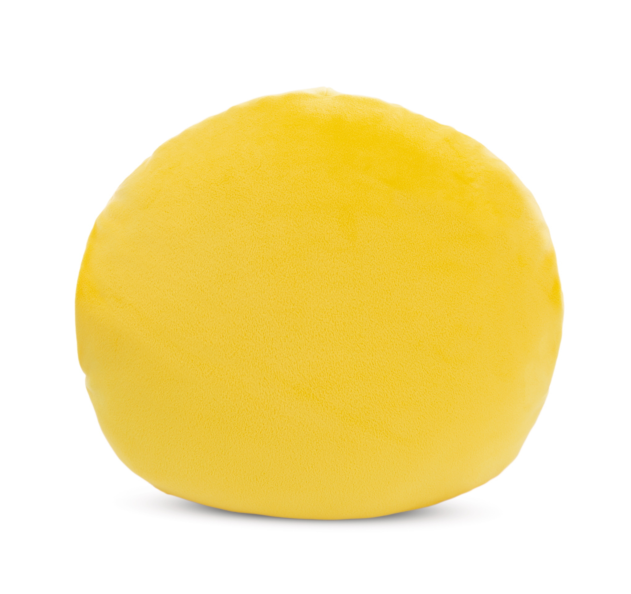 Żółta pluszowa piłka. Białe tło.