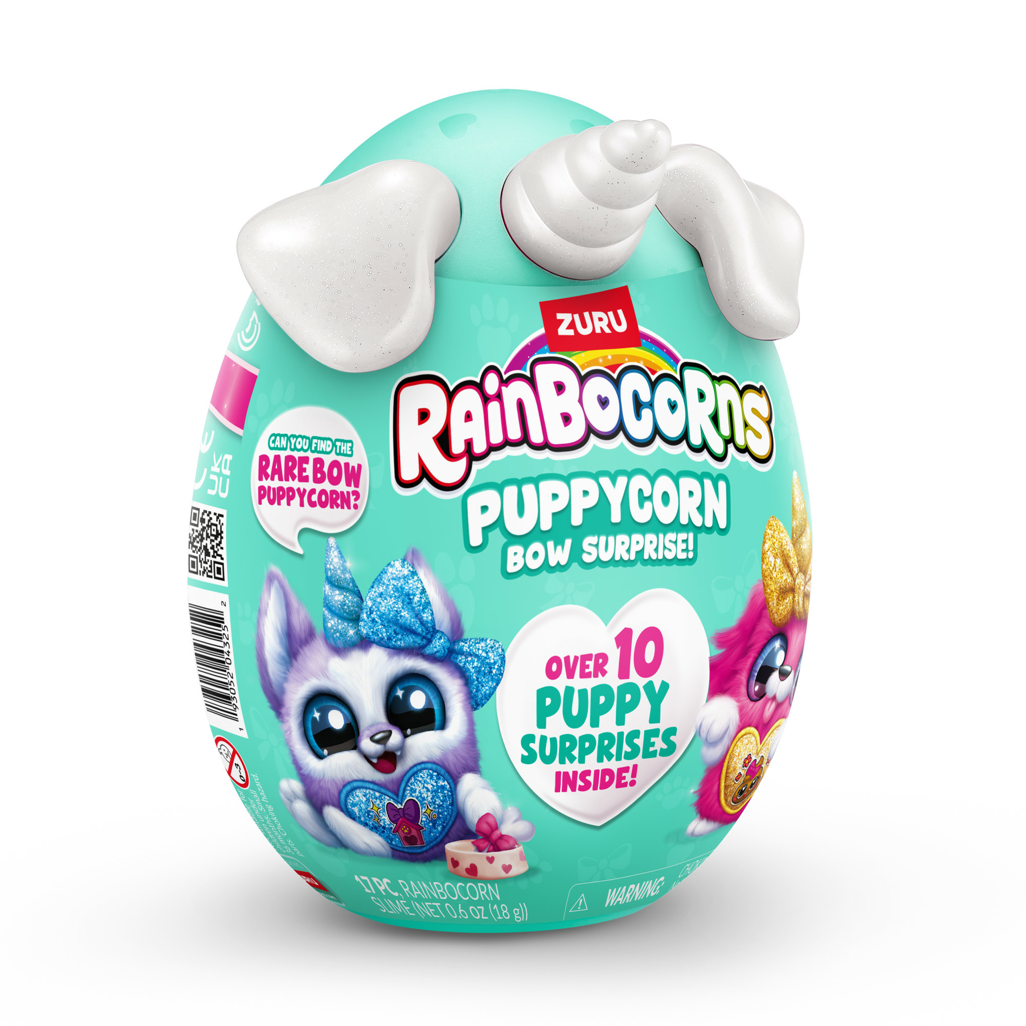 Zabawka w kształcie jajka z motywem szczeniaka, tekstem i ponad 10 niespodziankami.