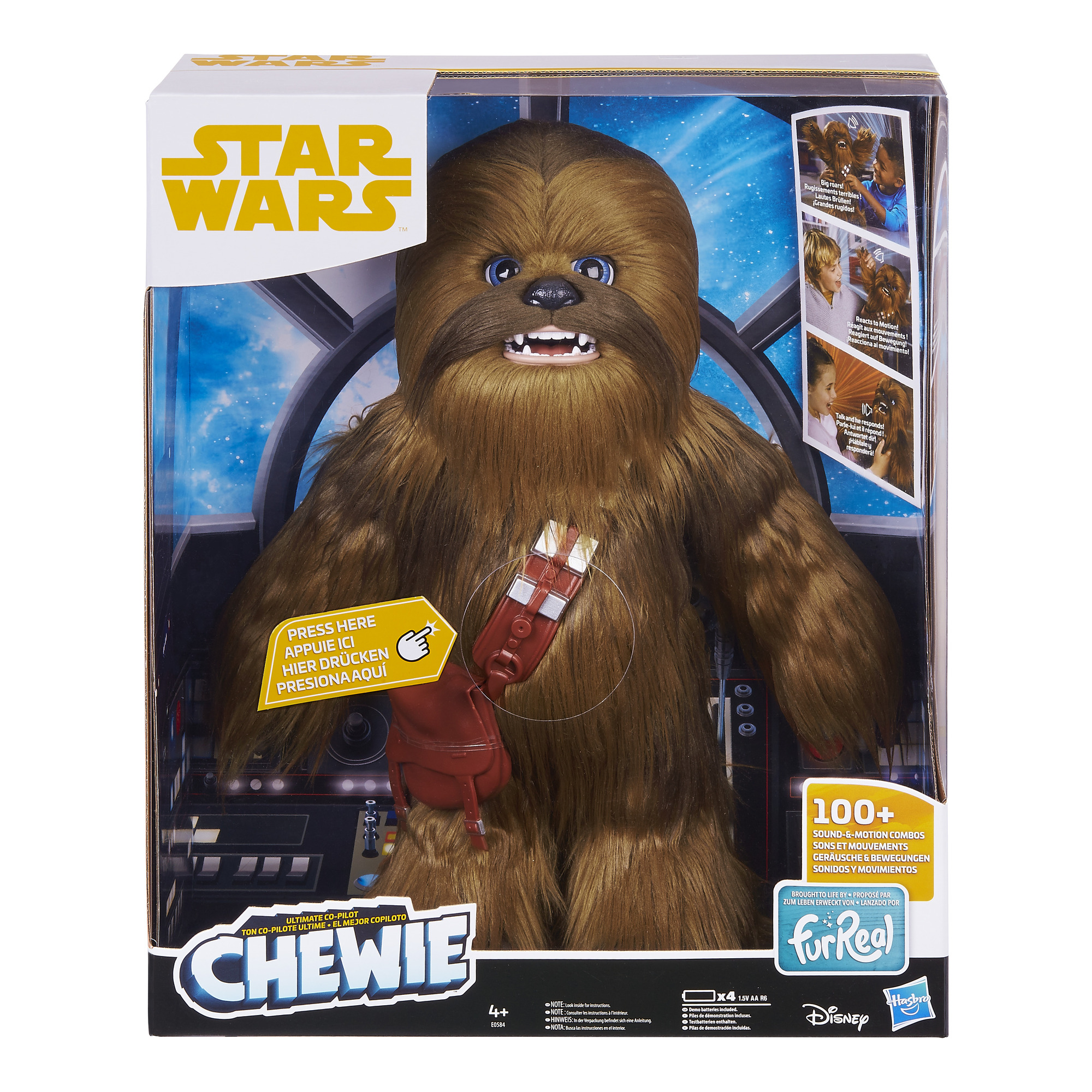 Zabawka Chewbacca w pudełku z logo Star Wars i napisem "Chewie".