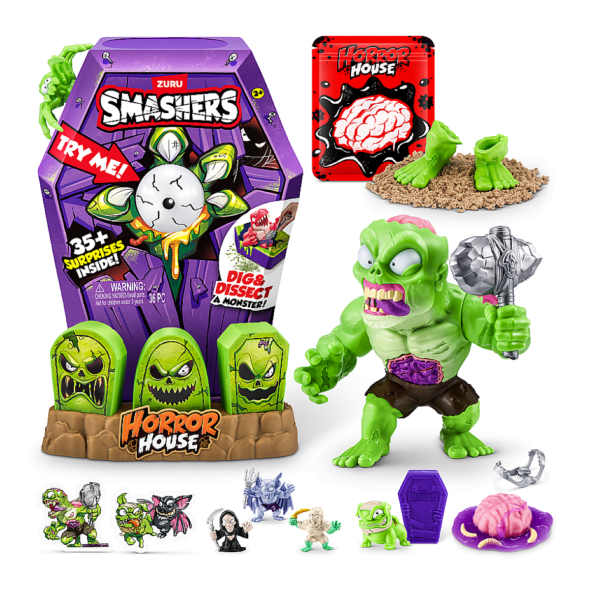 Set Horror House con personaggio zombie, lapidi e accessori.