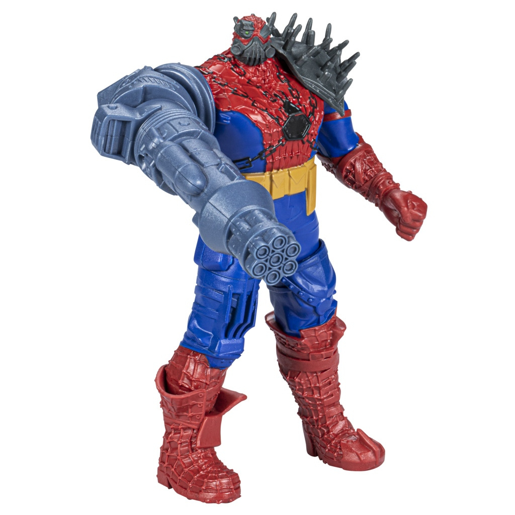 Figura de Spider-Man con un estilo blindado. Tiene un brazo de pistola y una armadura de hombro con púas.