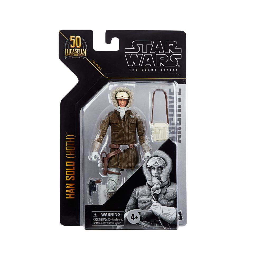 Han Solo Figur in Verpackung. Die Figur trägt eine braune Jacke und ist vor weißem Hintergrund.
