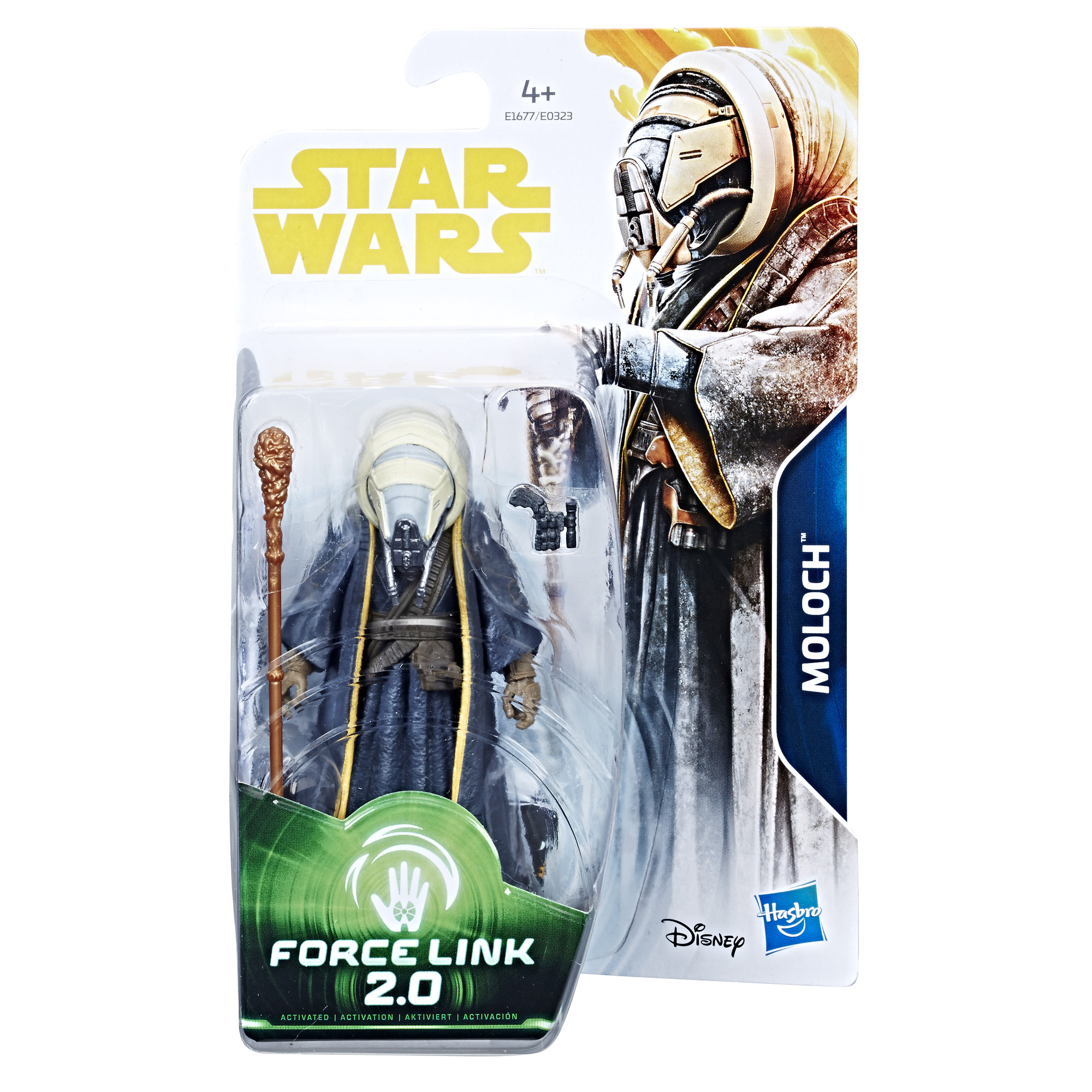 Opakowanie z zabawką Star Wars z Molochem, postacią w ciemnej szacie i masce.