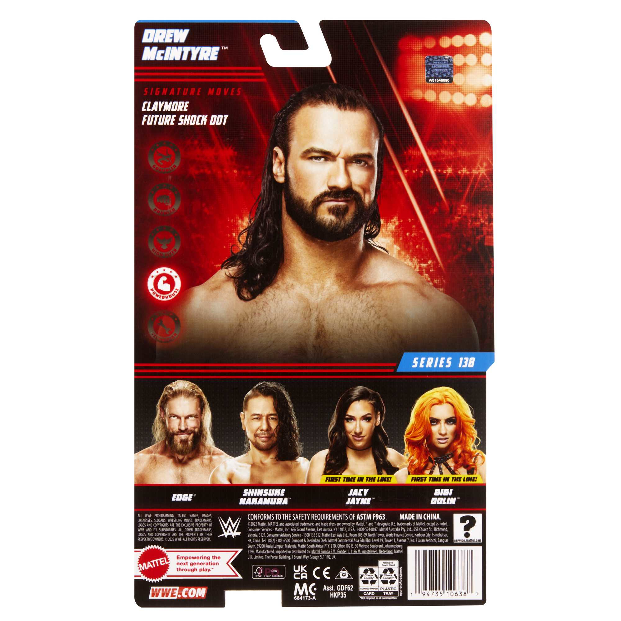Rückseite einer WWE-Sammelkarte mit Wrestlern, auf weißem Hintergrund.