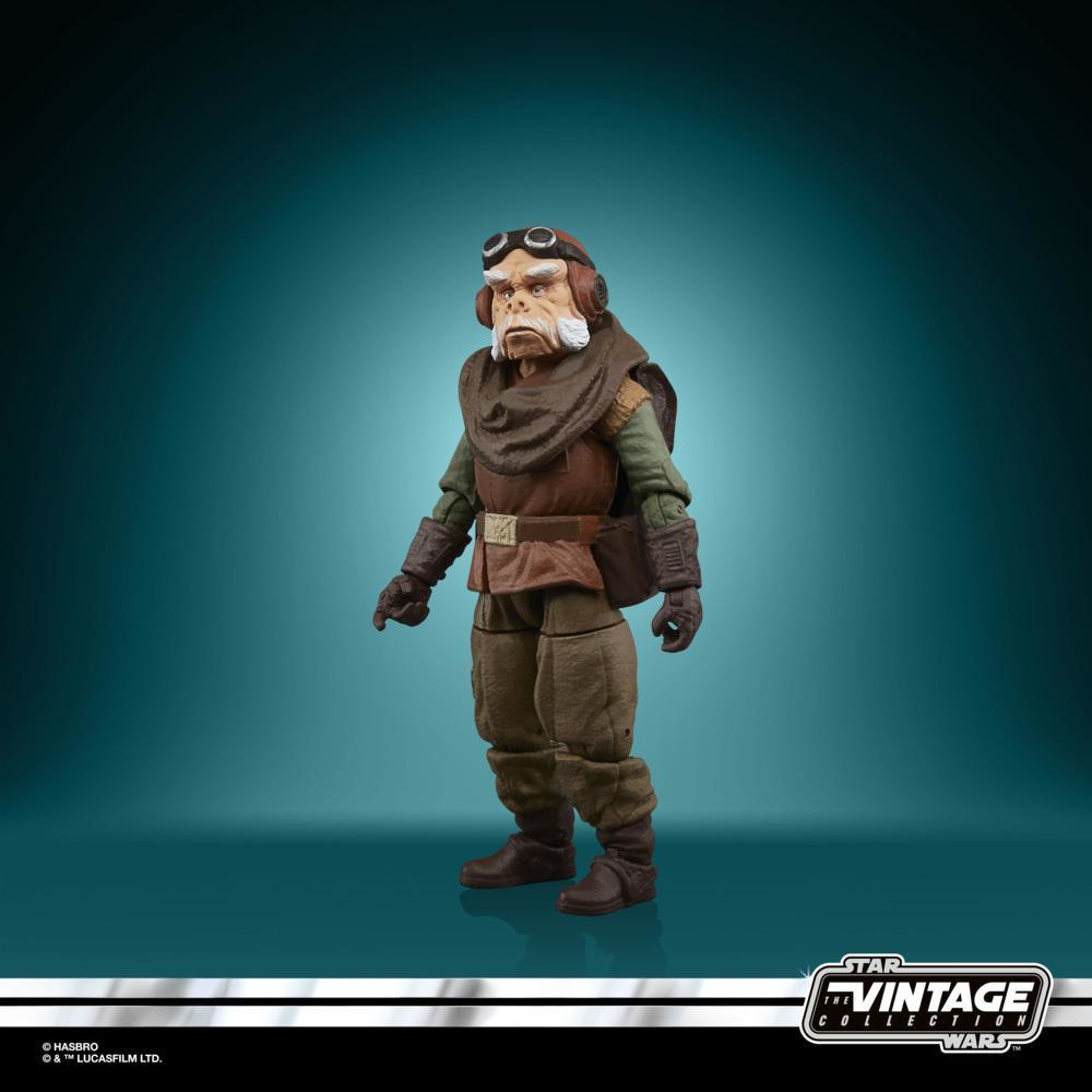 Una figura vintage di Star Wars di un personaggio con occhiali e sciarpa.