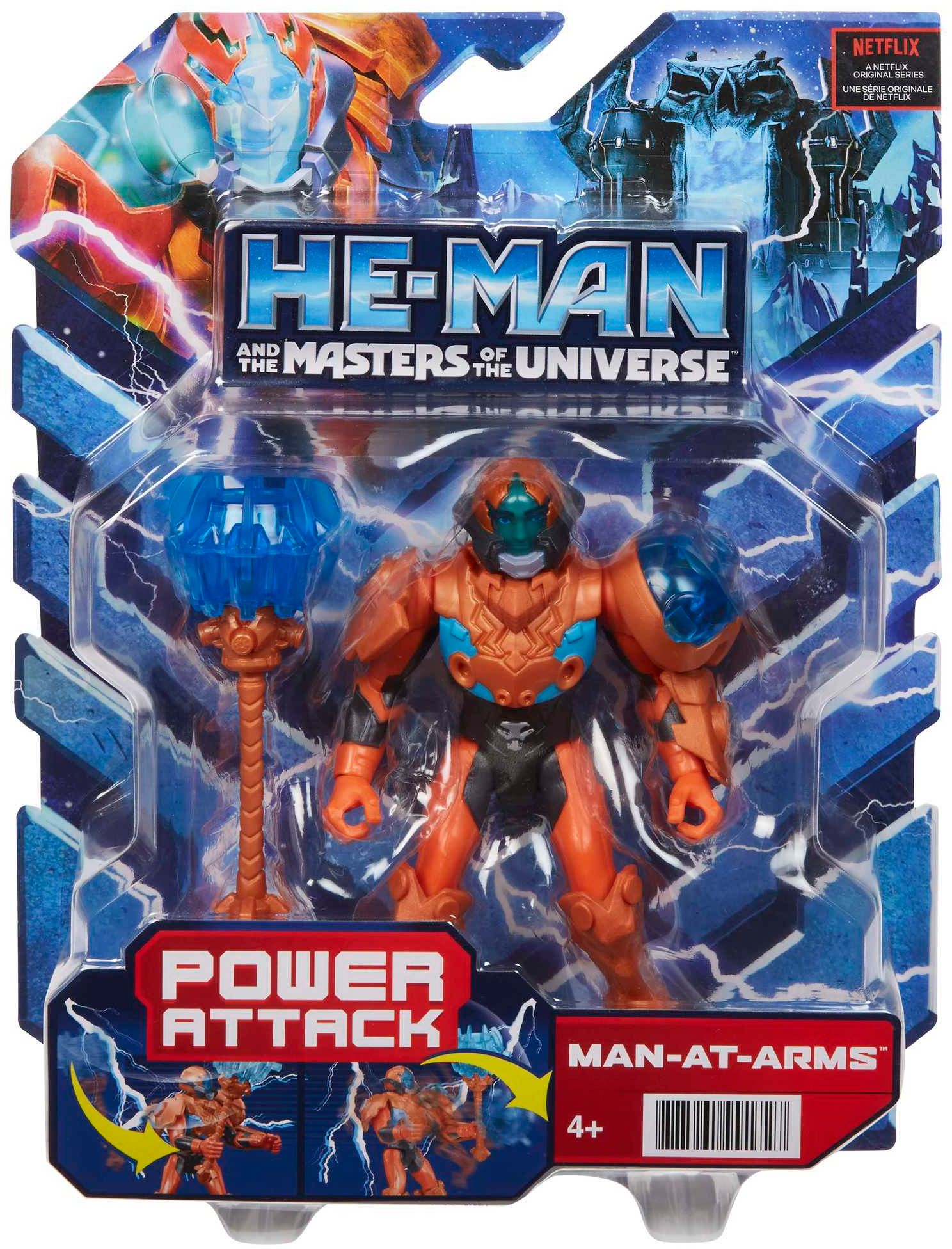 Action figure di Man-At-Arms in una scatola confezionata con He-Man e i Masters of the Universe.