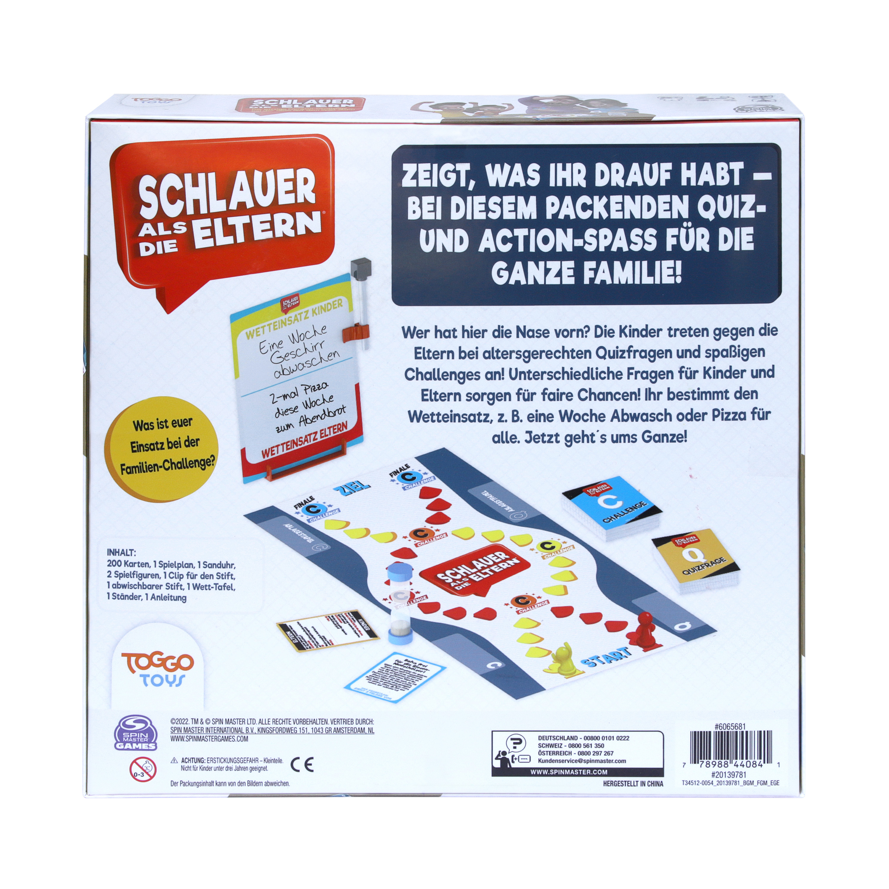 Brettspiel in der Box. Spielbrett und Teile sichtbar, mit deutschem Text.