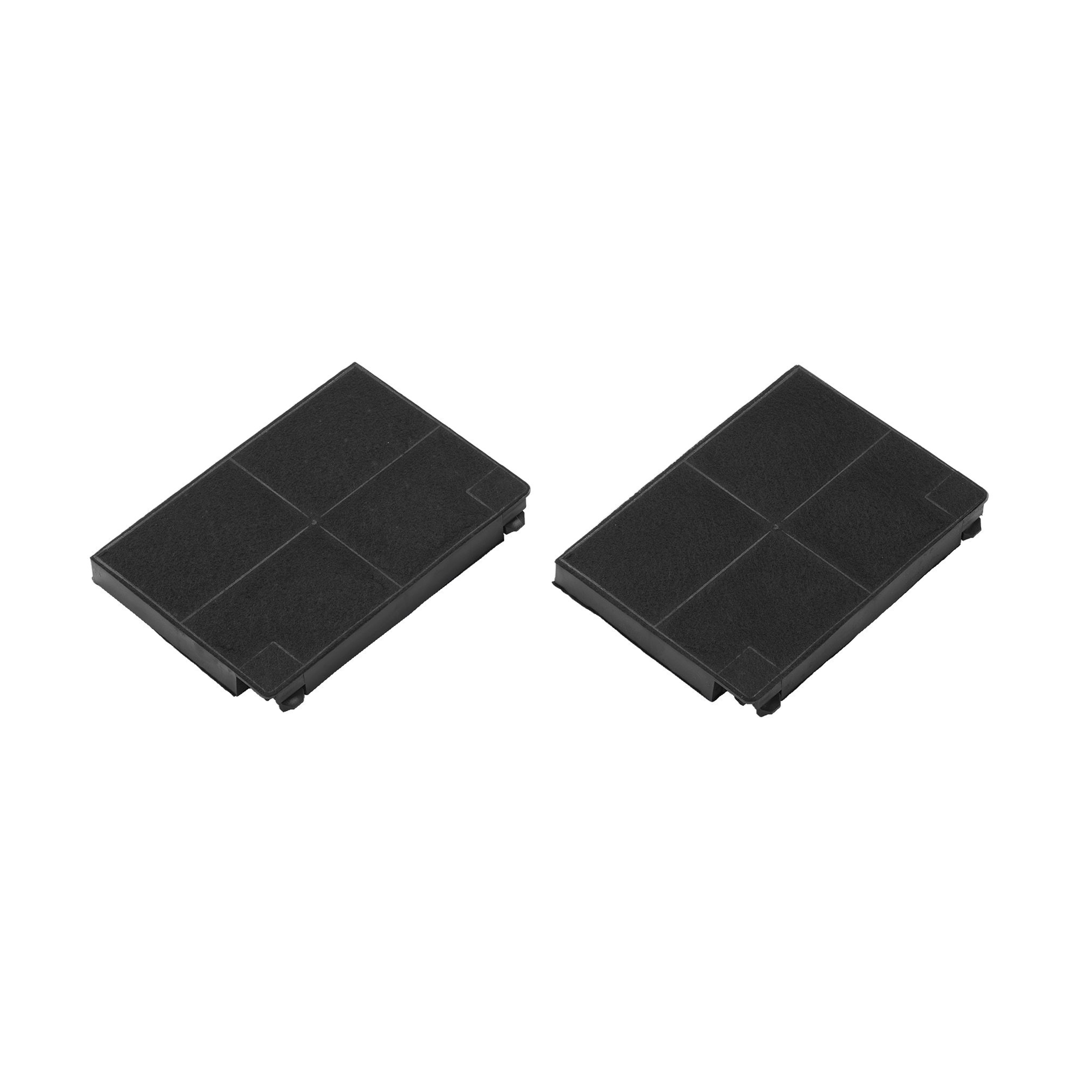 Dos filtros rectangulares negros. Cada uno tiene un patrón similar a una rejilla. Están uno al lado del otro.