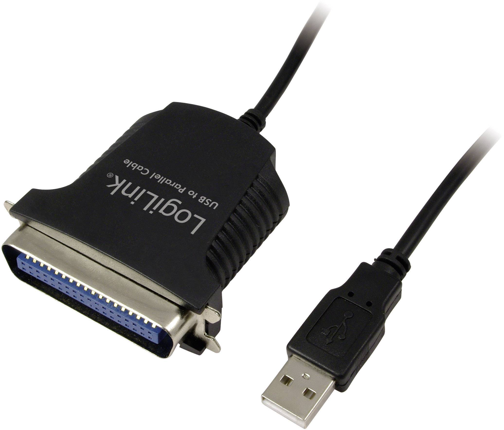 Un cavo da USB a parallela nero con marchio LogiLink.