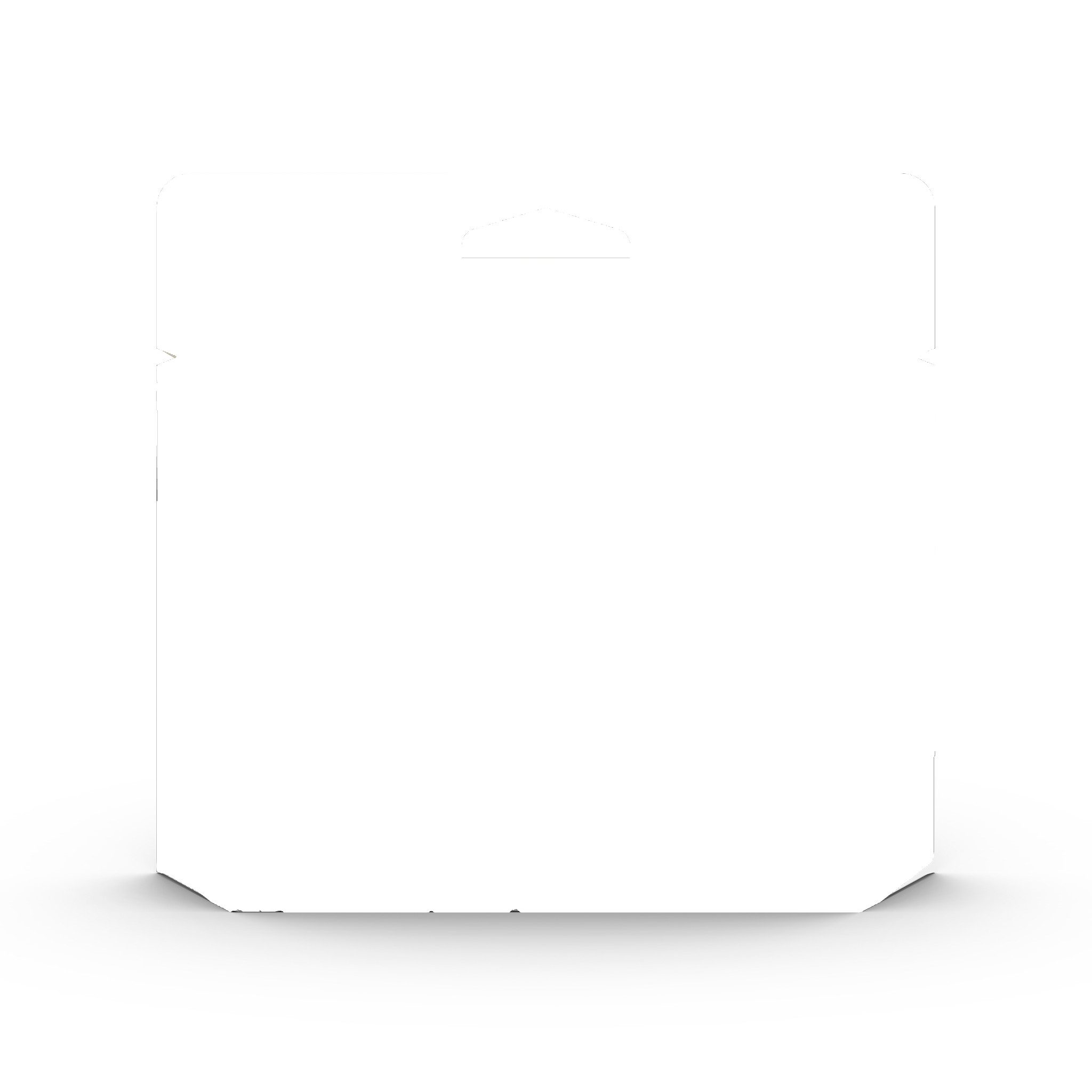 Un imballaggio di prodotto bianco vuoto, pronto per il branding. Ha un foro per appendere in alto.