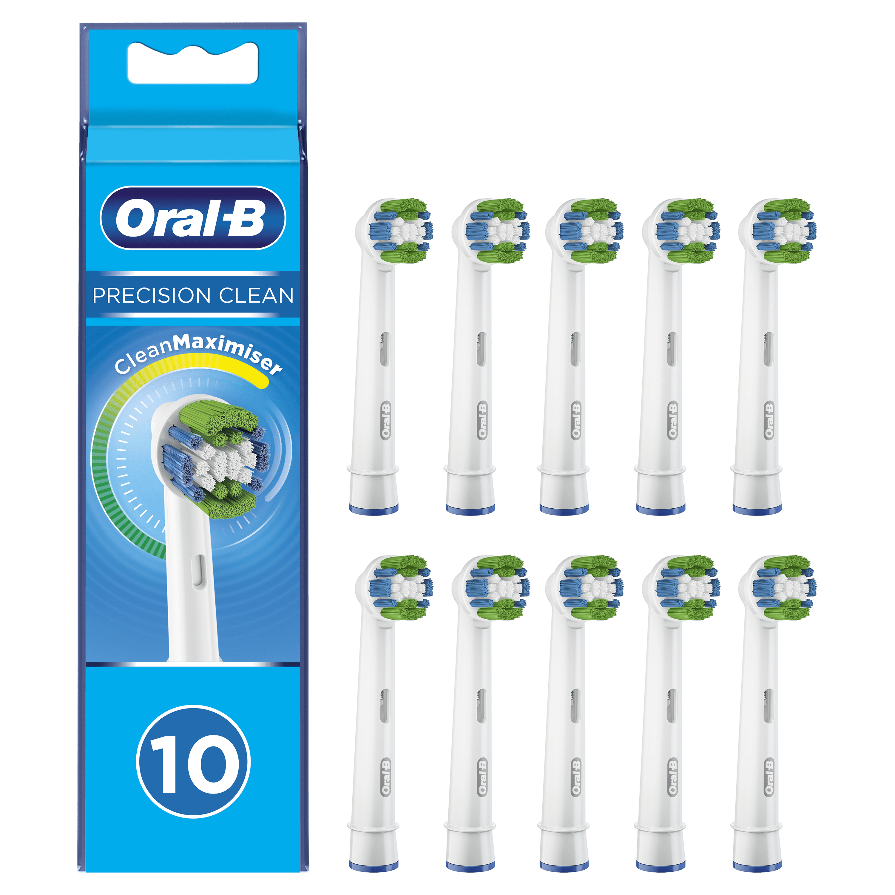 Caja de cabezales Oral-B Precision Clean, 10 piezas, aislado.