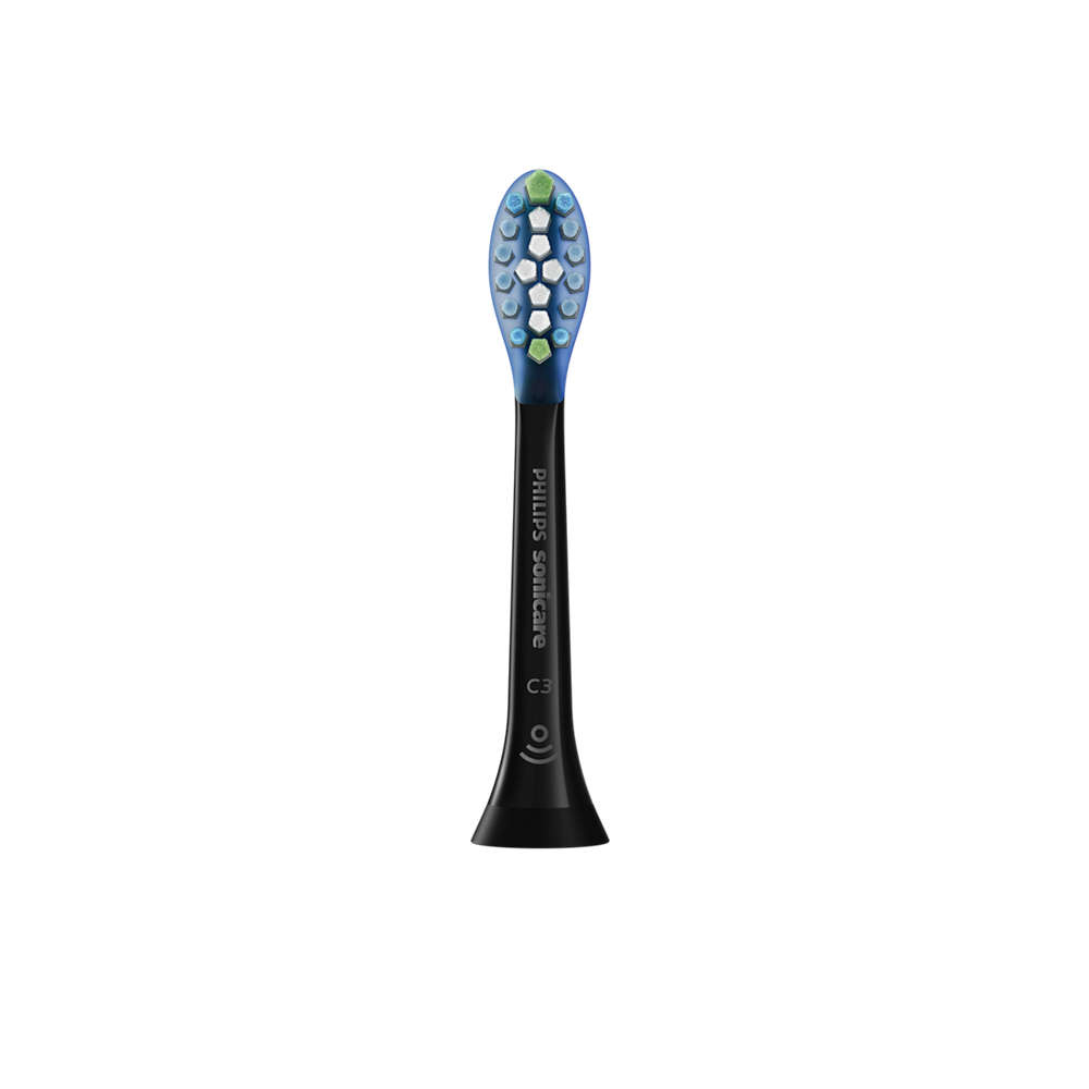 Główka szczoteczki Philips Sonicare C3, pokazująca górę z włosiem i designem.