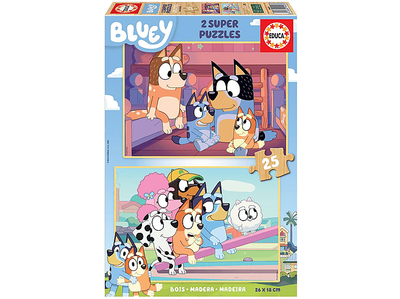 Juego de mesa | EDUCA PUZZLE INFANTIL BLUEY 2X25 PIEZAS DE MADERA, edad ...