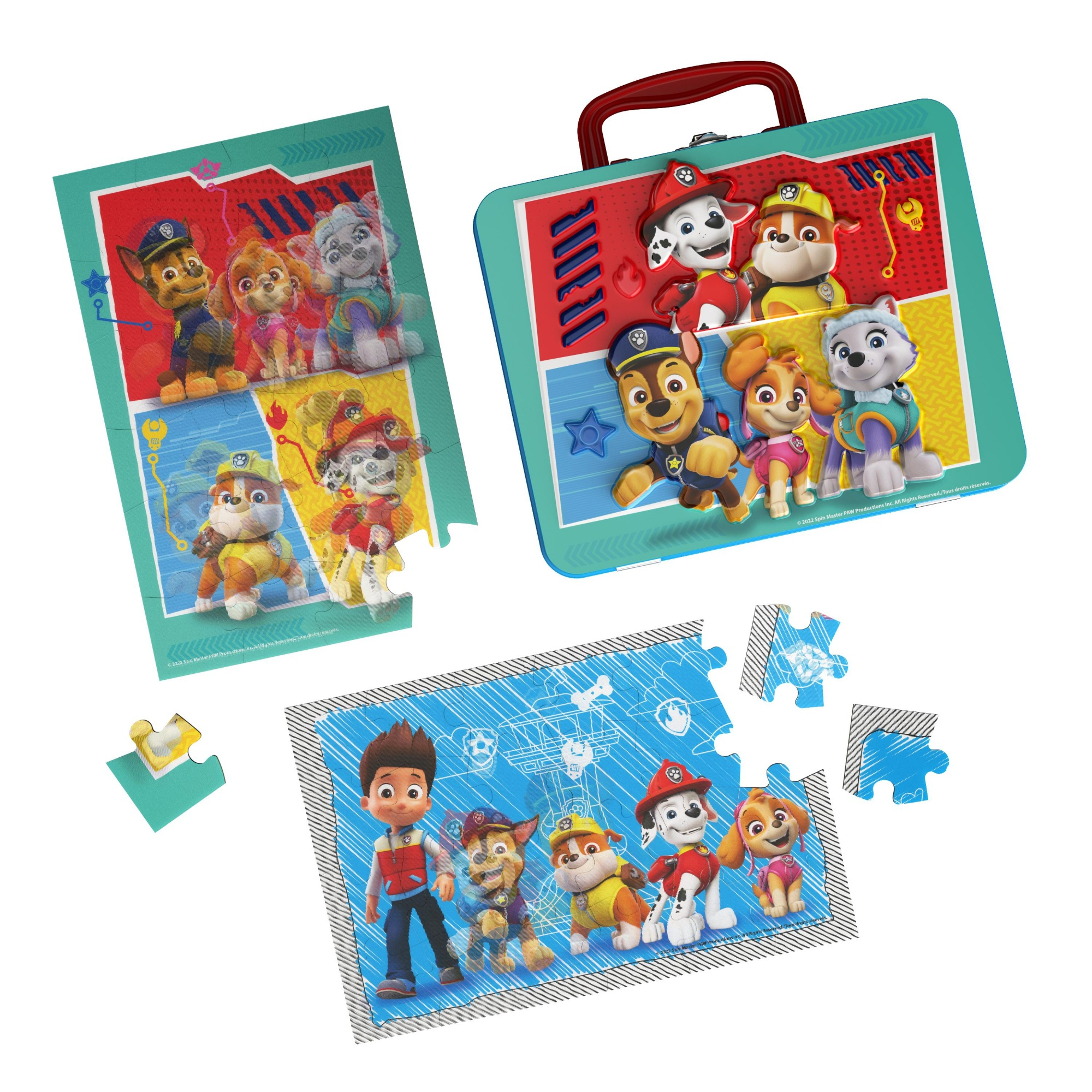 Puzzle Psi Patrol. Trzy puzzle z postaciami Psiego Patrolu. Różne elementy.