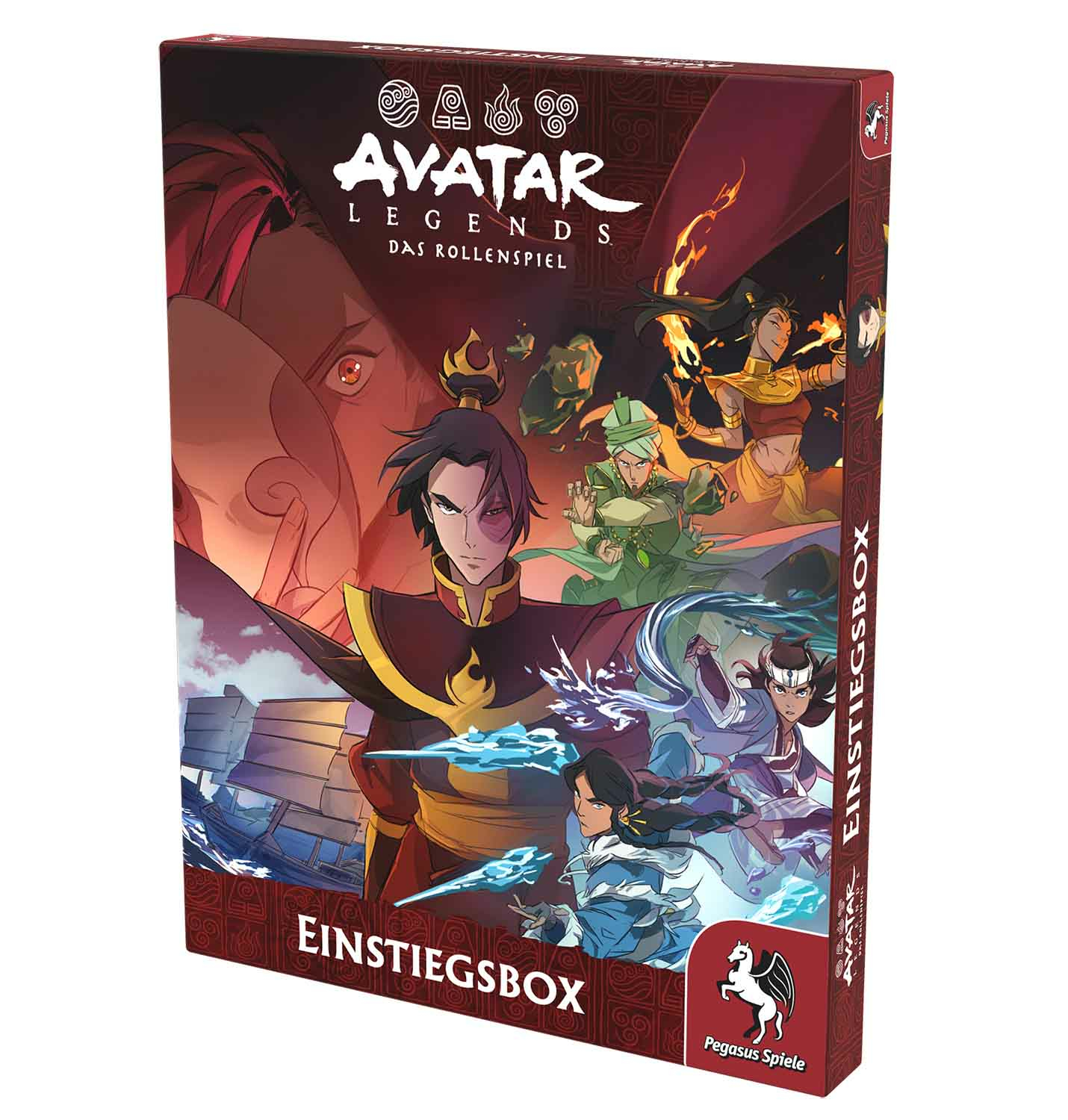 Avatar Legends Brettspielbox mit Charakterillustrationen.