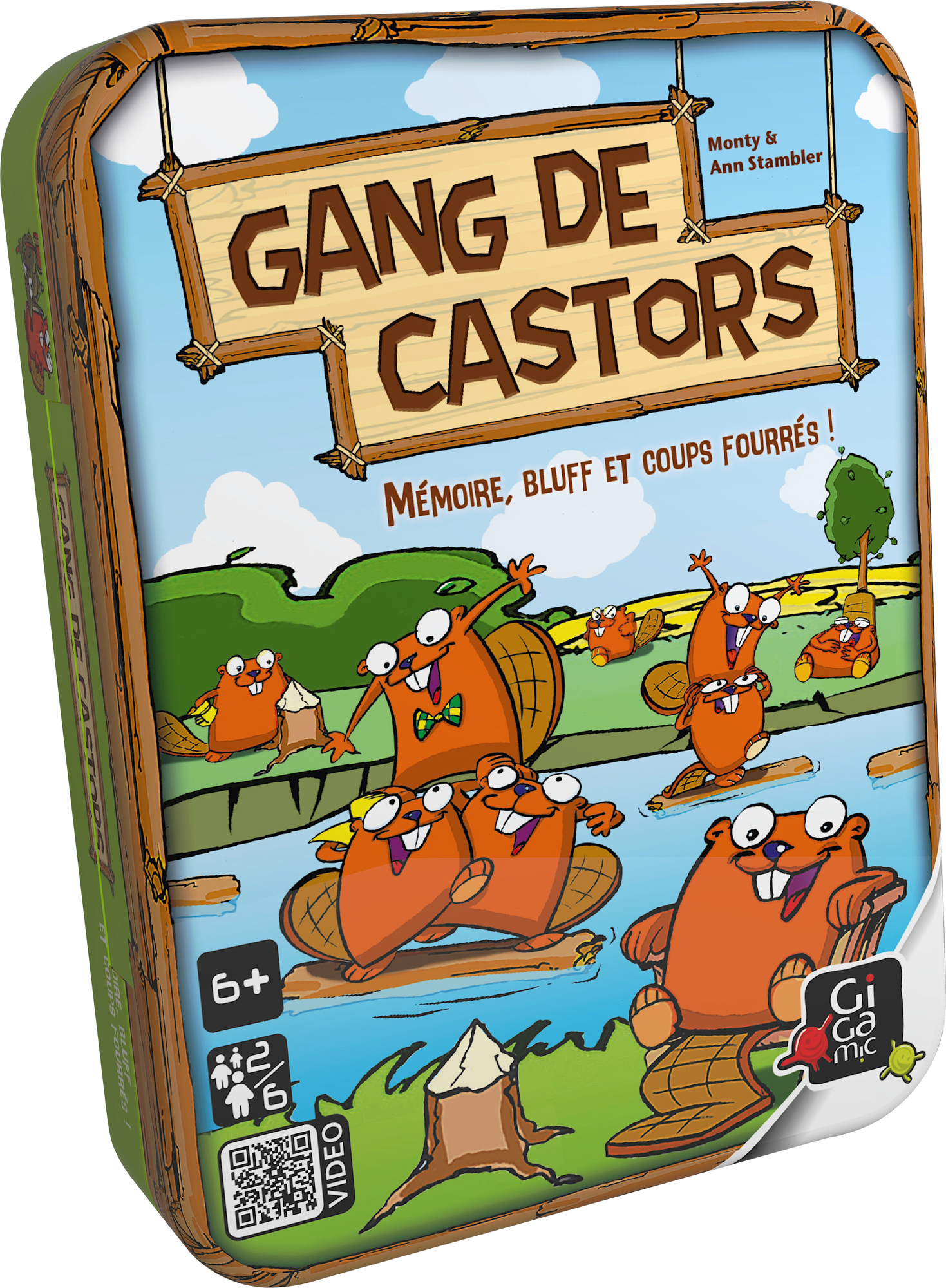 Spielbox mit Comic-Bibern auf dem Cover. Das Spiel heißt "Gang de Castors".