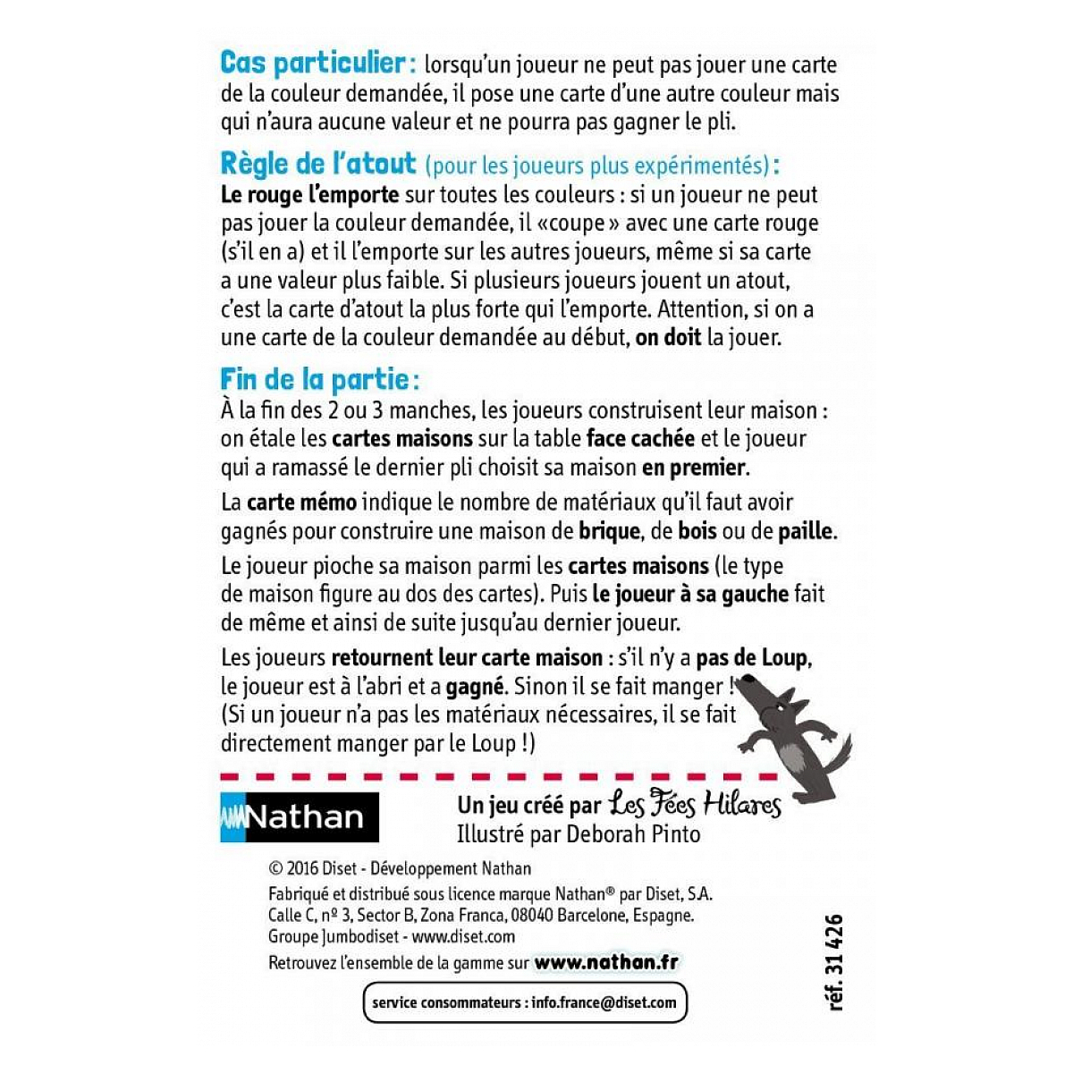 Eine Seite französischer Text mit Illustrationen und dem Logo einer Marke.