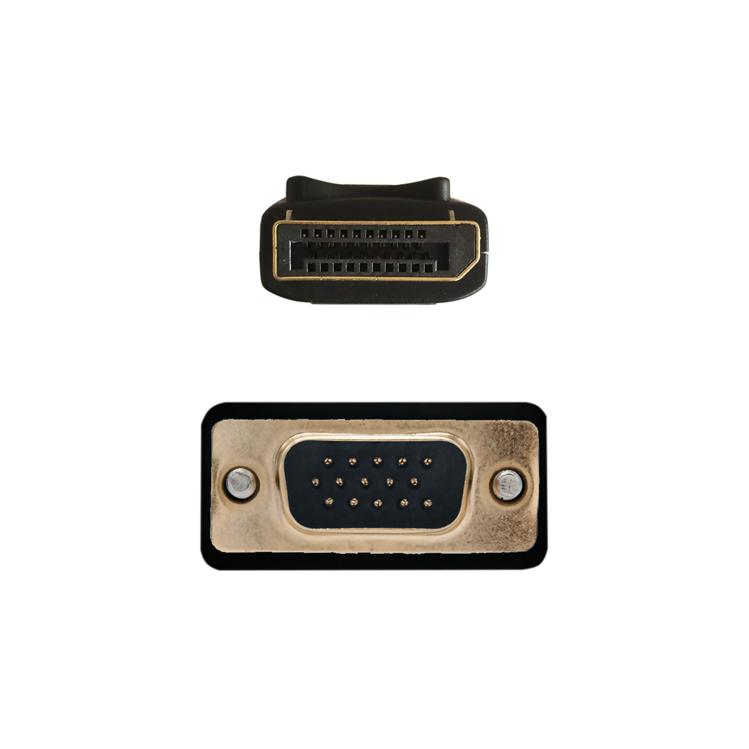 Connettori VGA e DisplayPort neri e dorati.