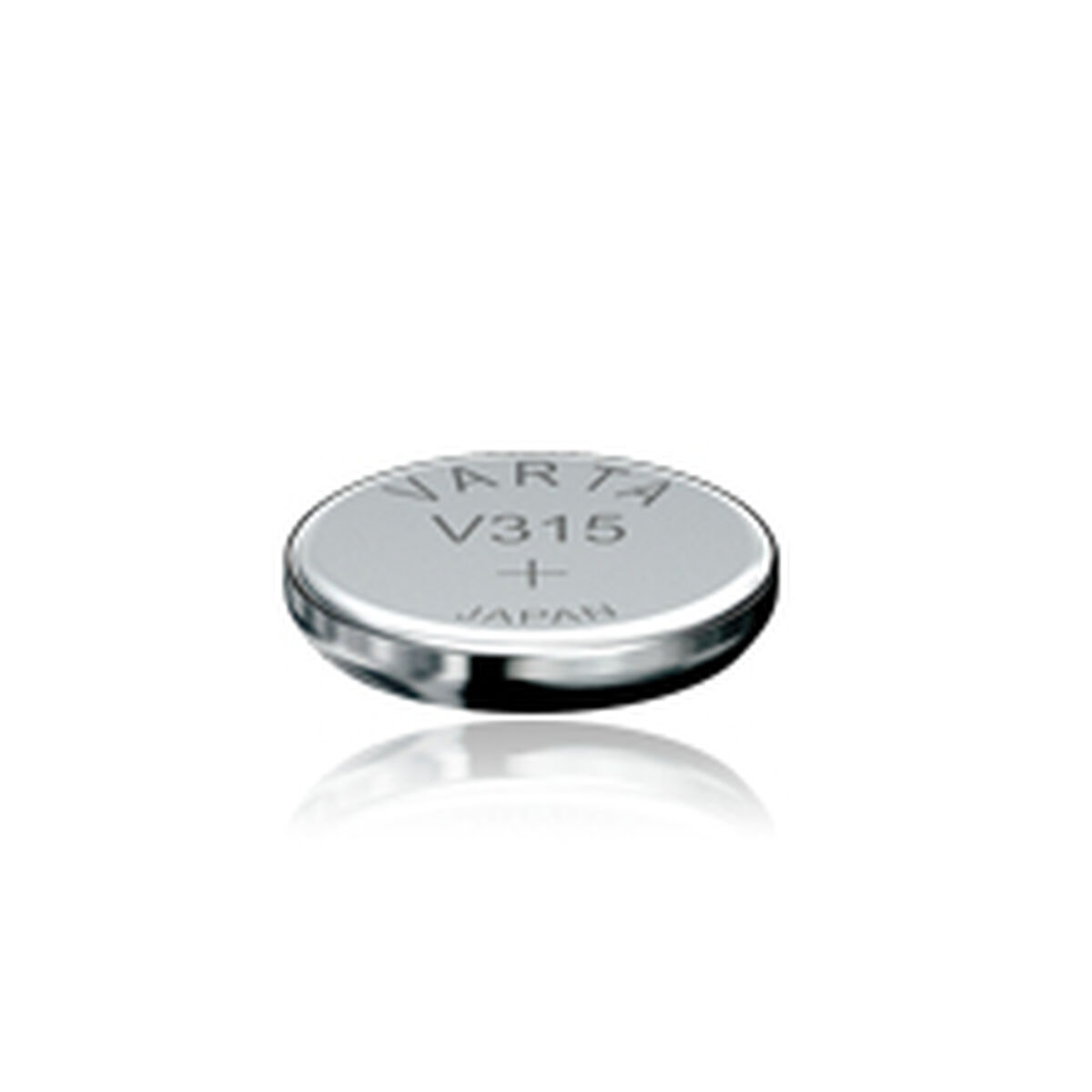 A small, silver battery with the text VARTA V315 JAPAN on it.