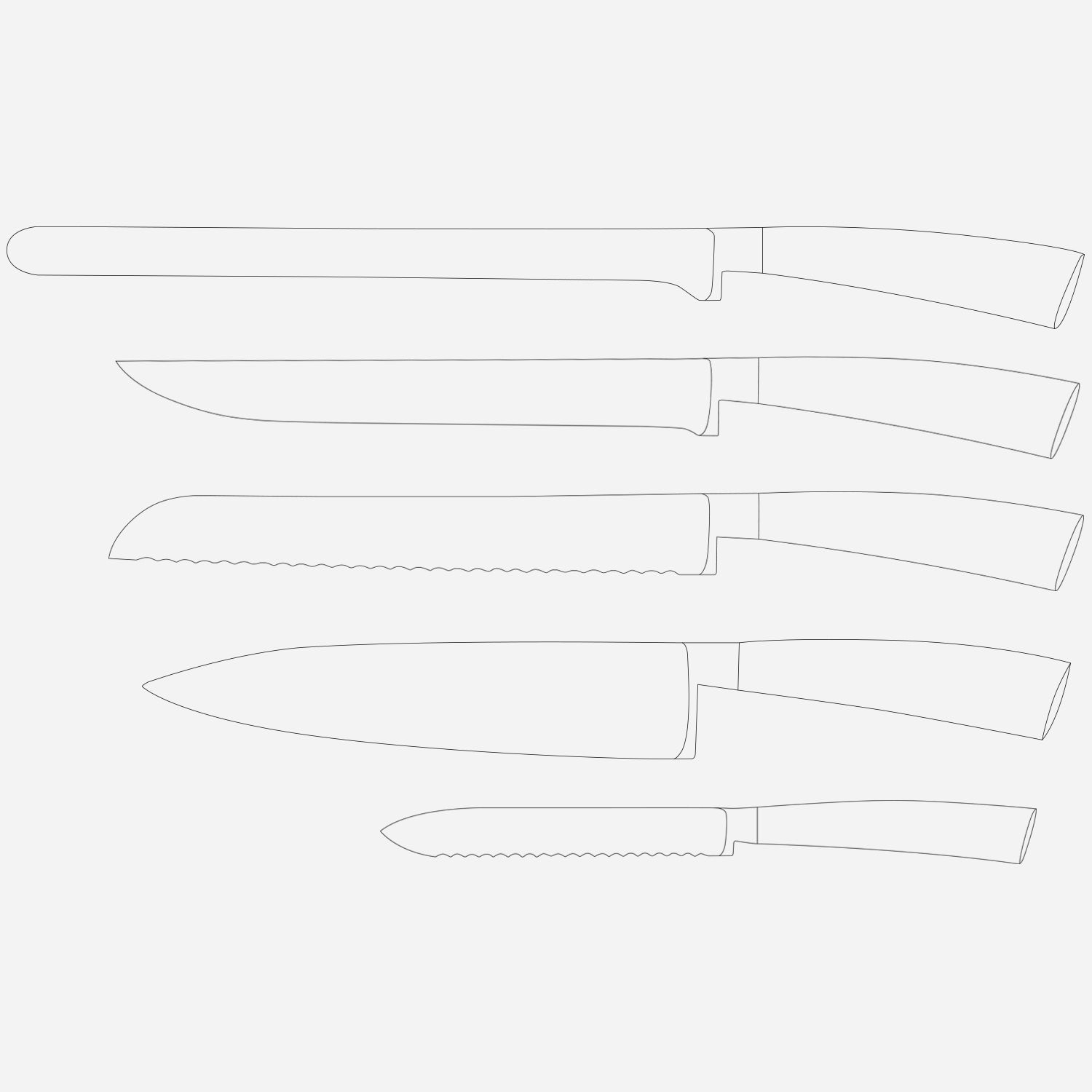 Obrys zestawu noży.