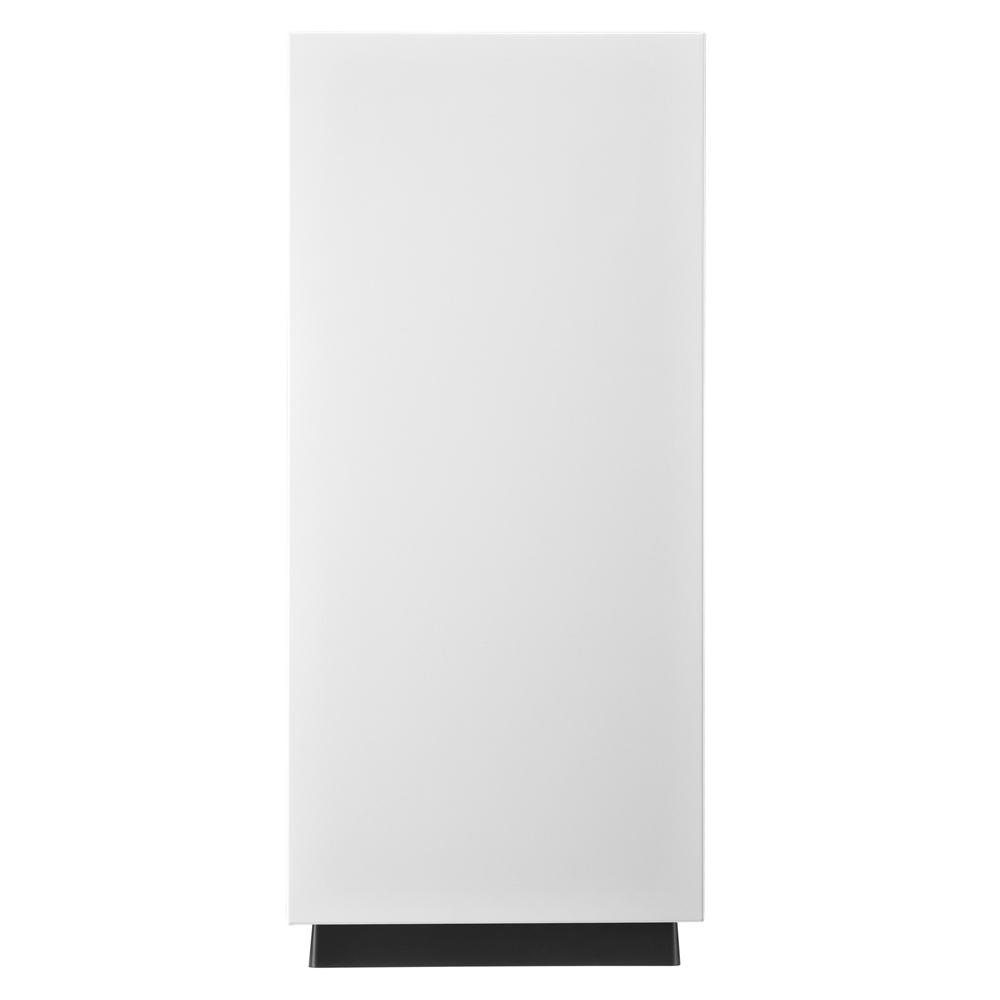 Un oggetto bianco rettangolare a forma di torre, probabilmente un altoparlante o un dispositivo elettronico simile.
