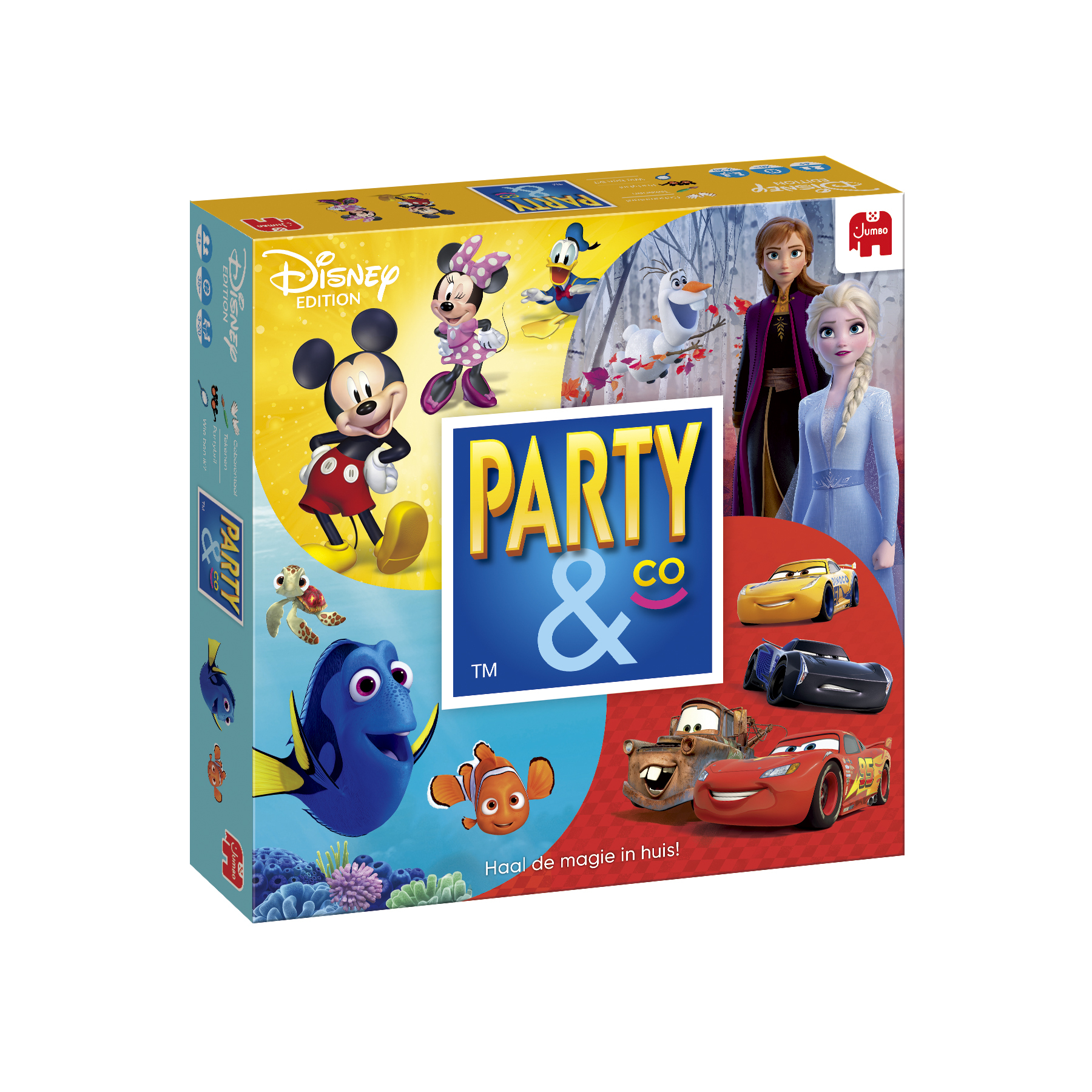 Disney Party & Co. speldoos. Met Mickey, Minnie, Elsa, Anna, auto's en andere personages.