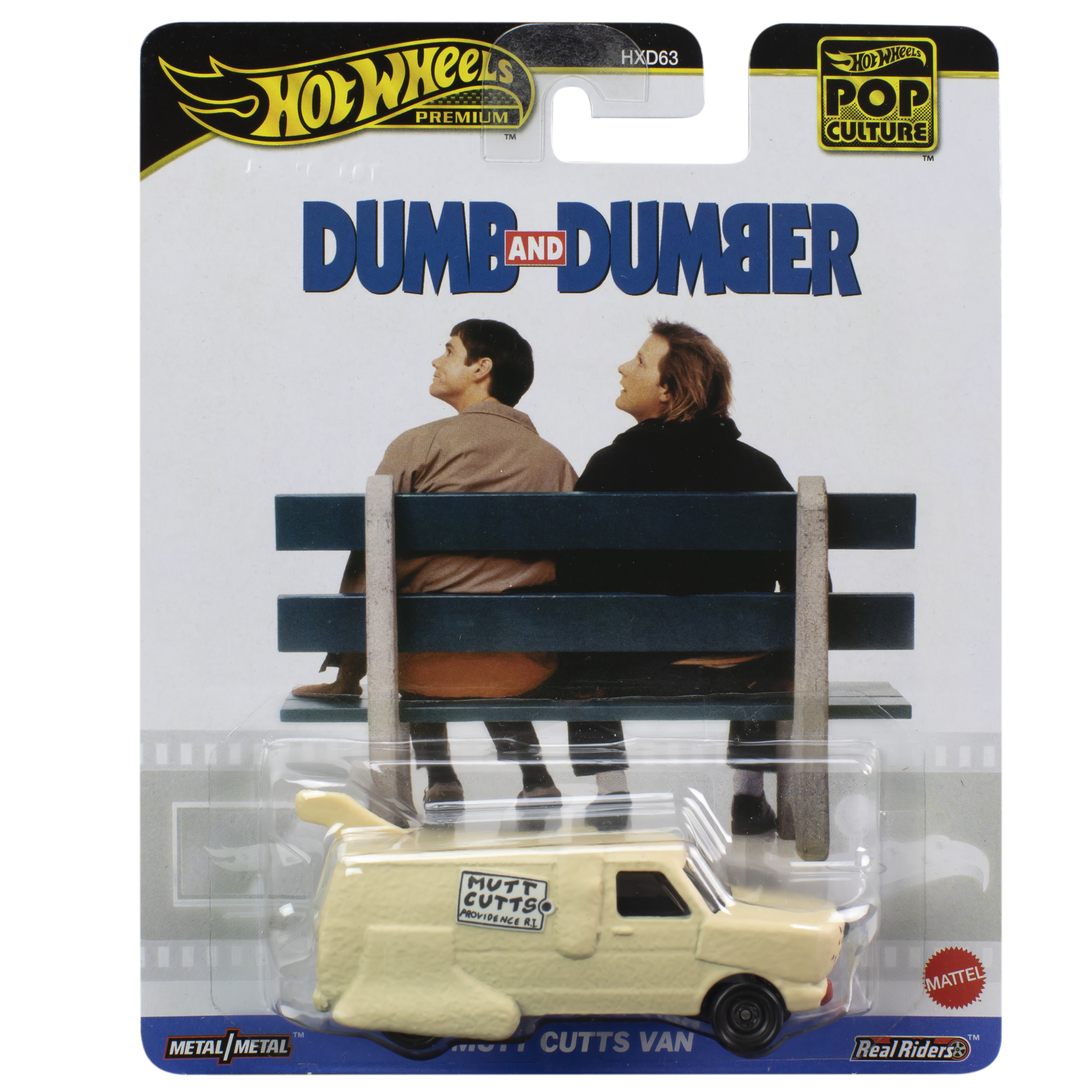 Hot Wheels Spielzeug-Van mit Dumb and Dumber-Thema auf Blisterpackung.