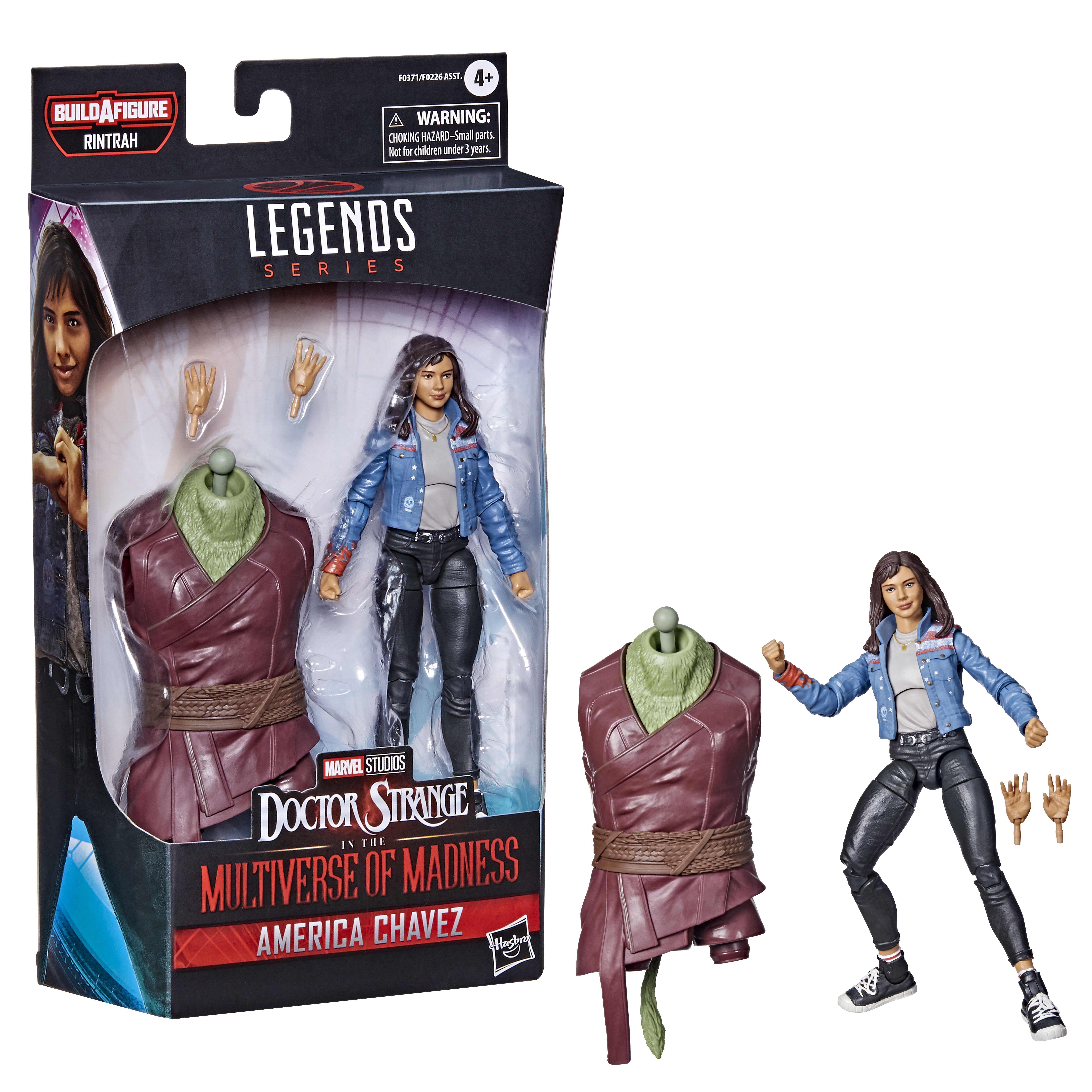 Set de figuras de acción Marvel Legends con America Chavez y accesorios.