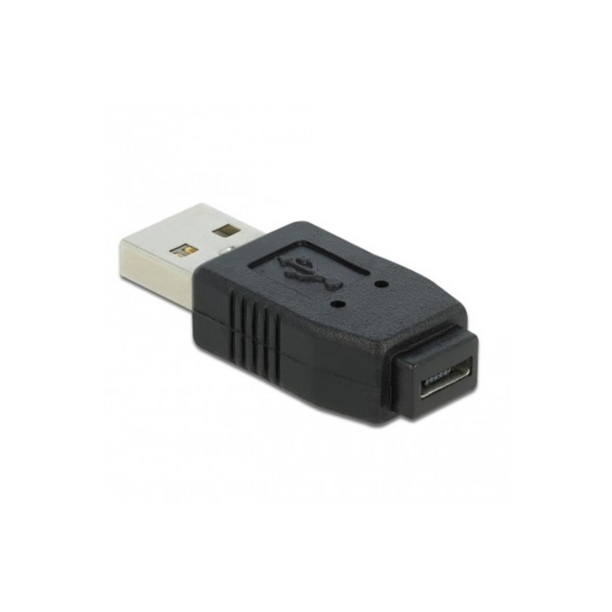 Un adattatore USB nero con connettore USB-A e USB-B.