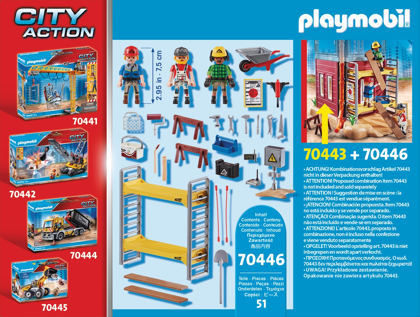 Plac budowy Playmobil z robotnikami.