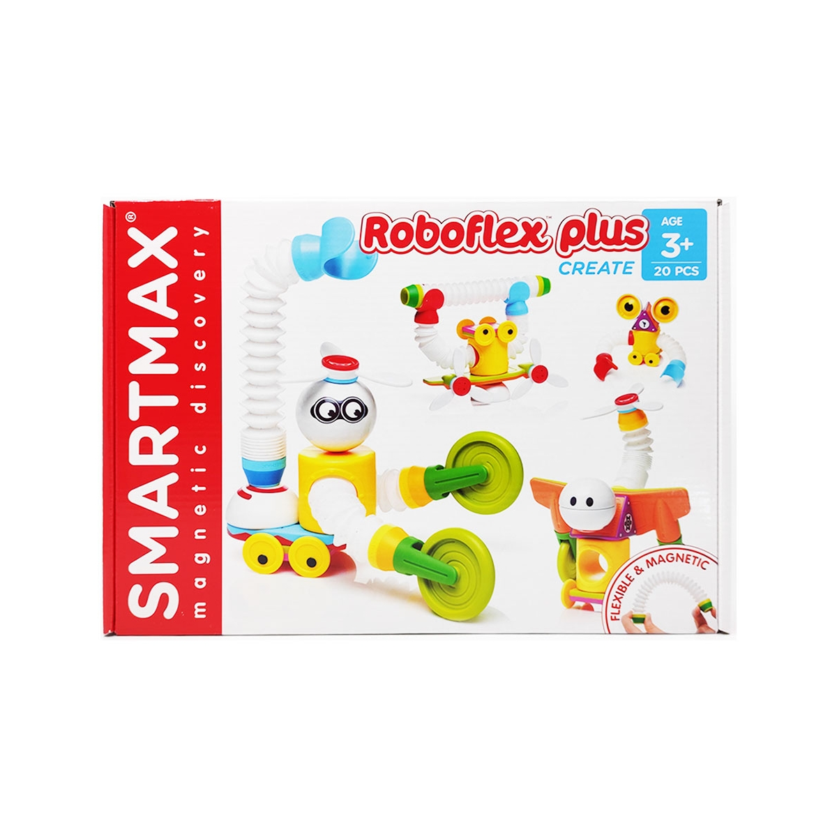 Scatola giocattolo Smartmax Roboflex plus che mostra forme di robot costruibili.