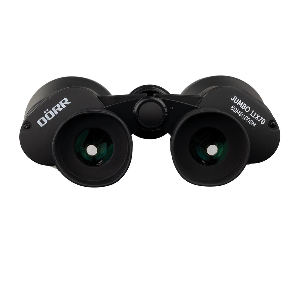 Binocolo nero con 'DÖRR' e 'JUMBO 11X70'. Le lenti sono visibili.