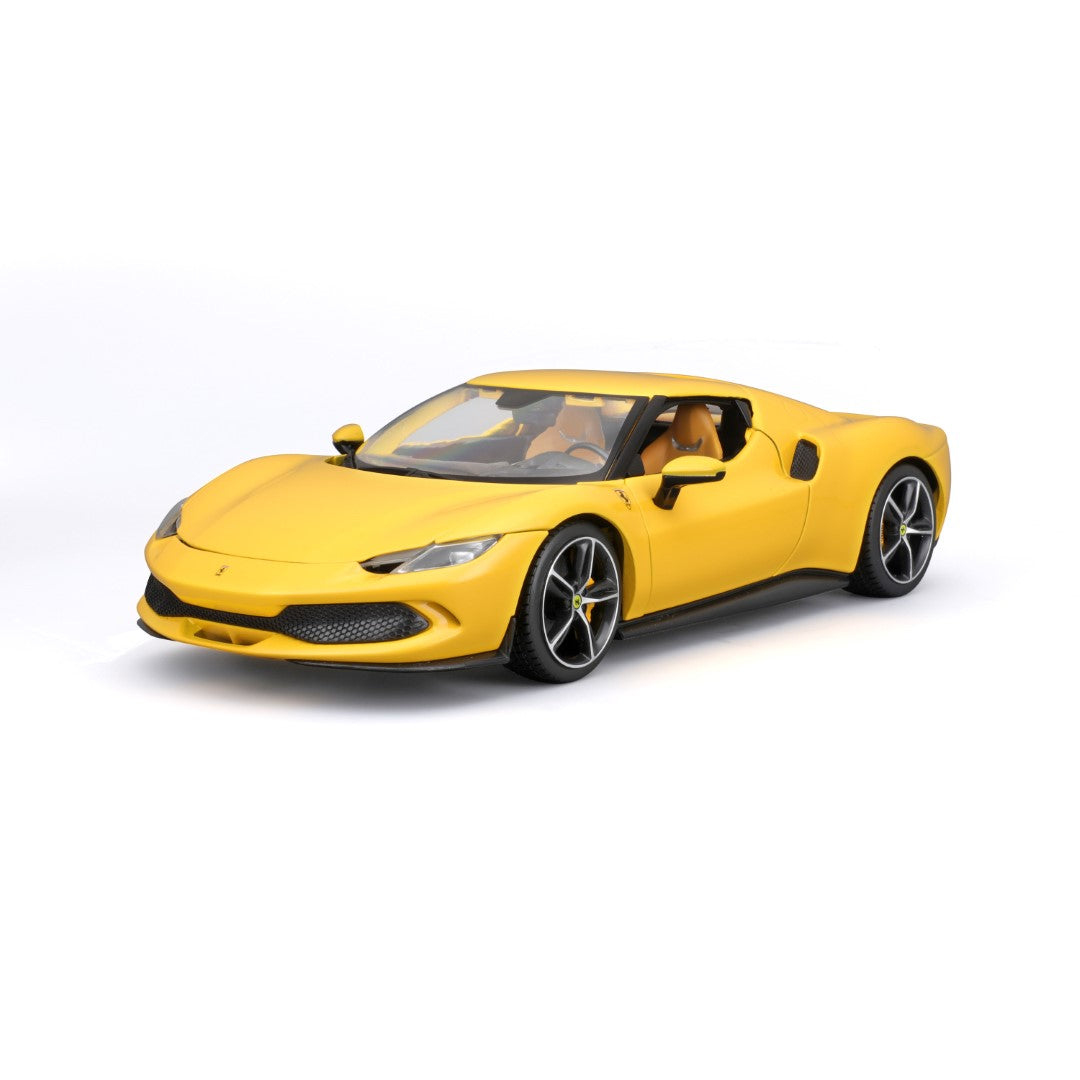 Żółty samochód sportowy Ferrari na białym tle. Elegancki design.