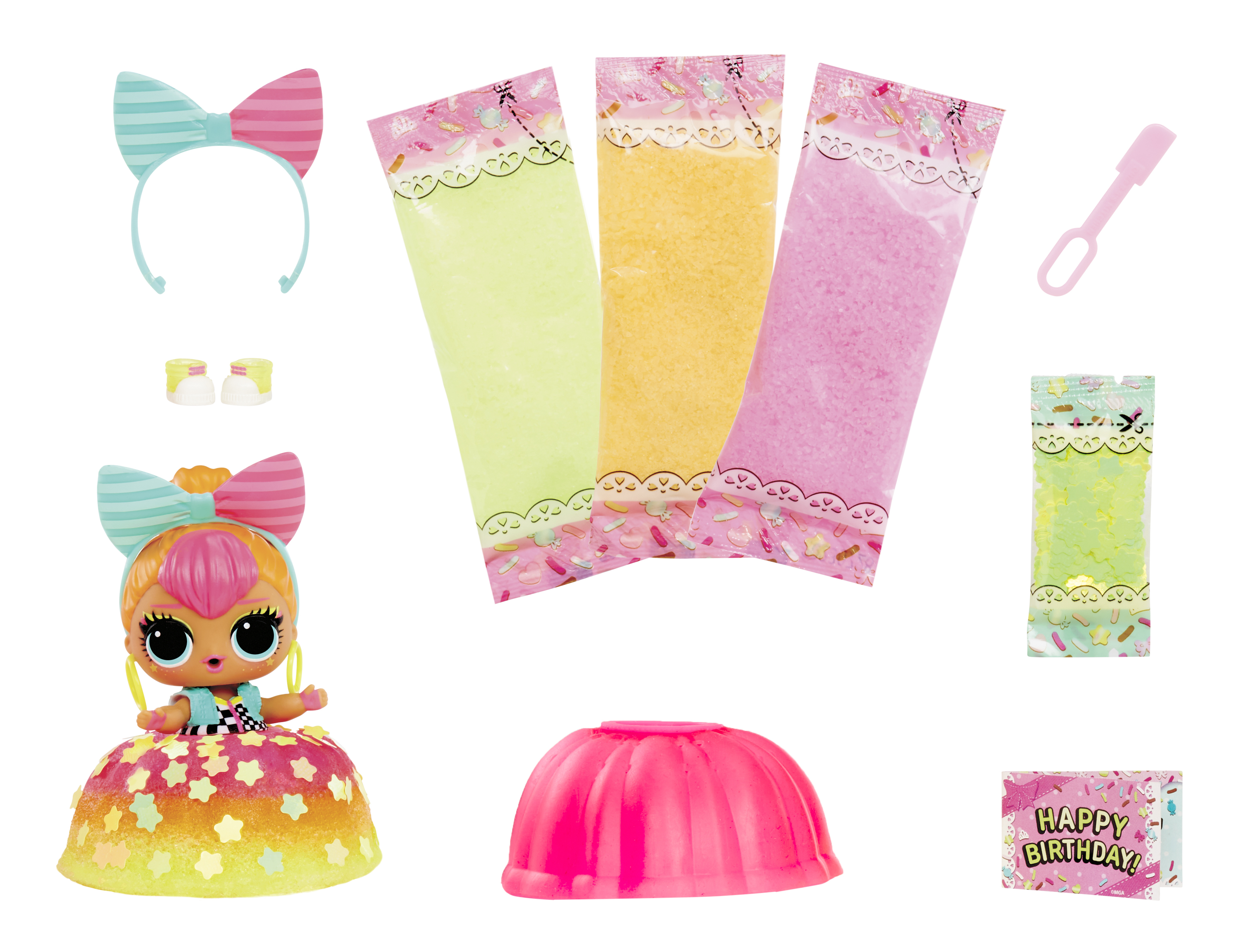 Accessori per bambole L.O.L. Surprise!: fasce, borse e una gelatina.