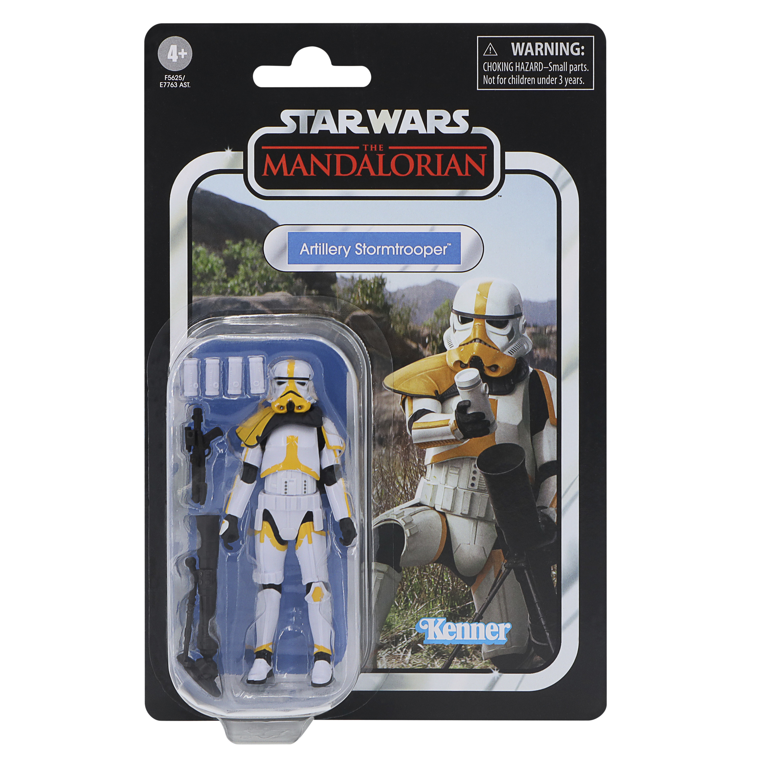 Star Wars Actionfigur in Verpackung. Soldat in gelber und weißer Rüstung.