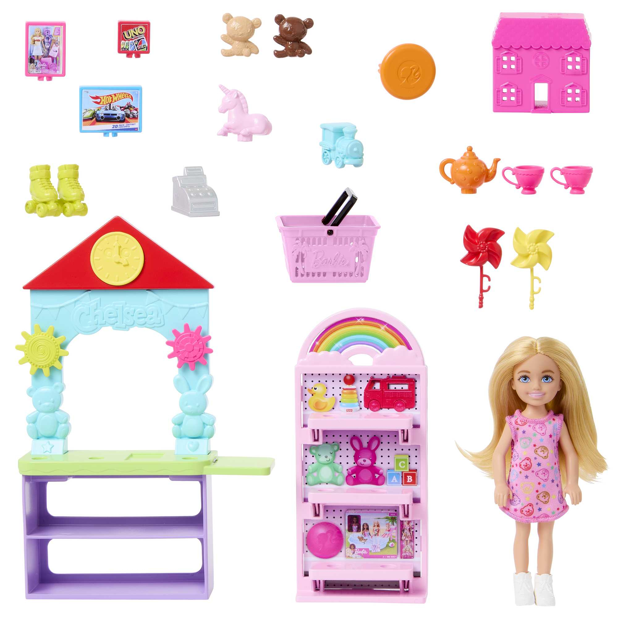 Barbie Chelsea Spielset mit Puppe und Zubehör.