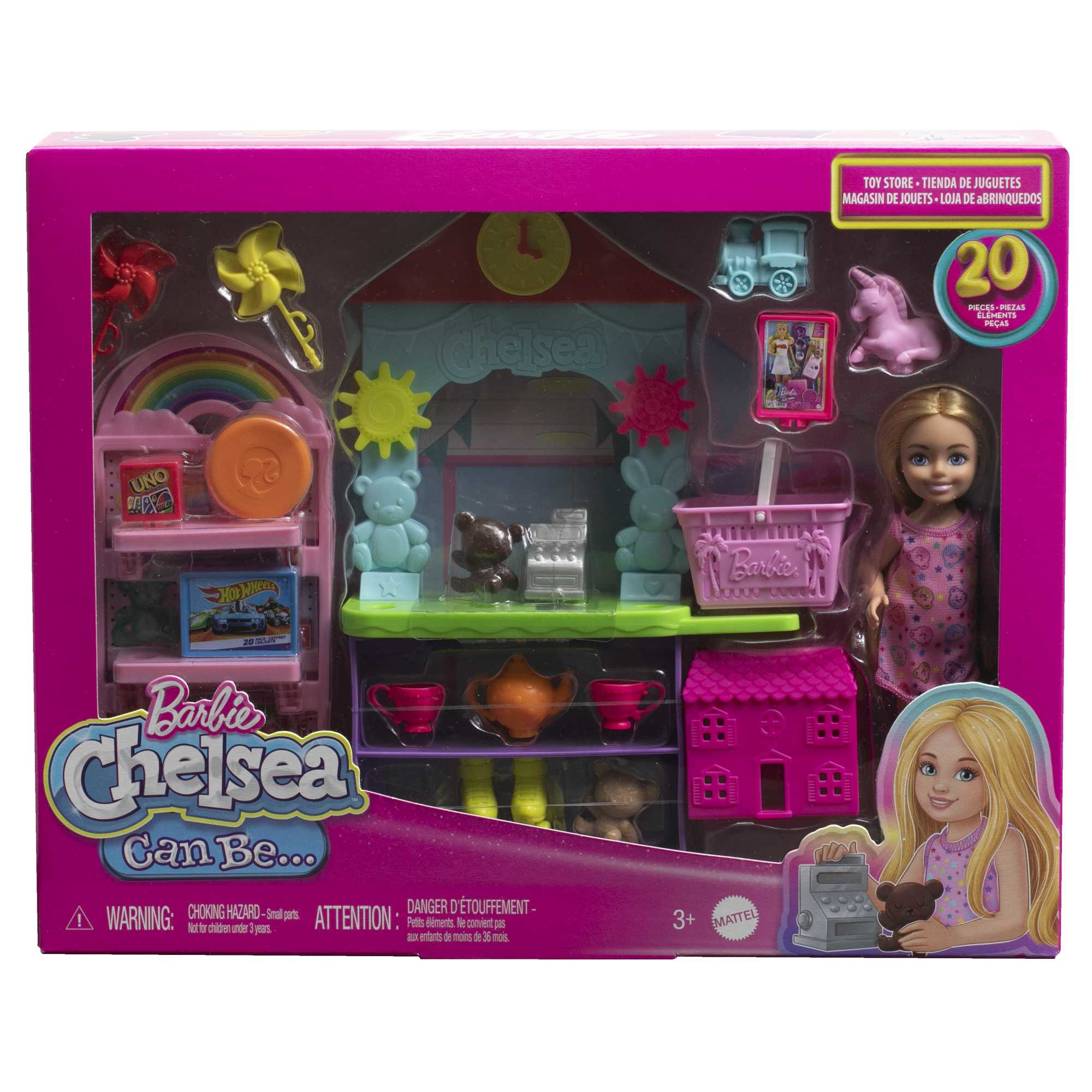 Barbie Chelsea Spielset mit verschiedenen Accessoires.