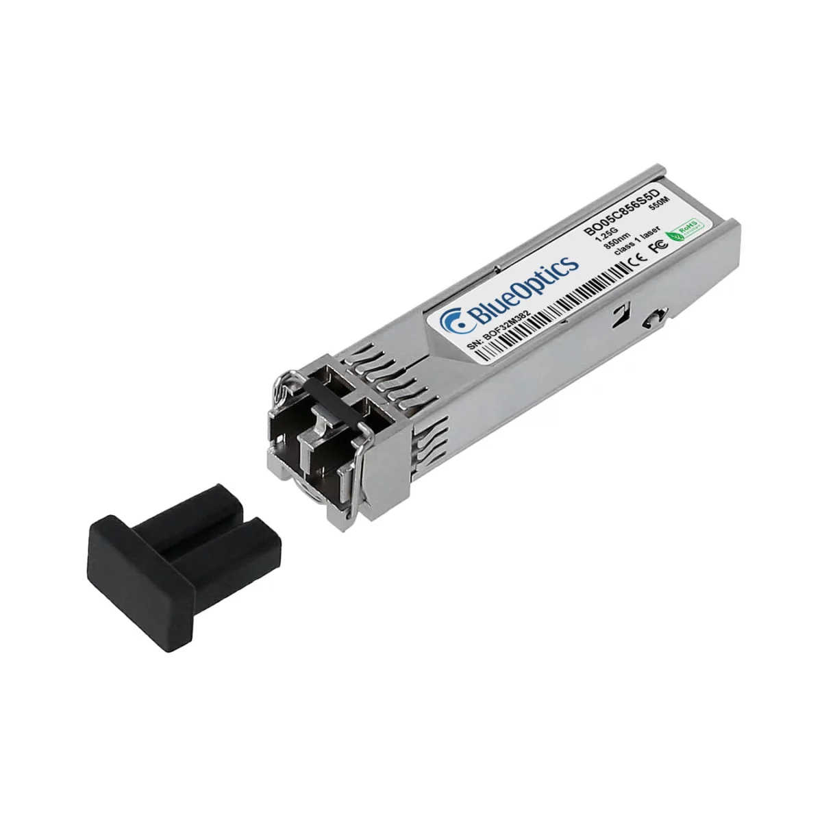 Srebrny i czarny element elektroniczny z czarną nasadką, na białym tle.