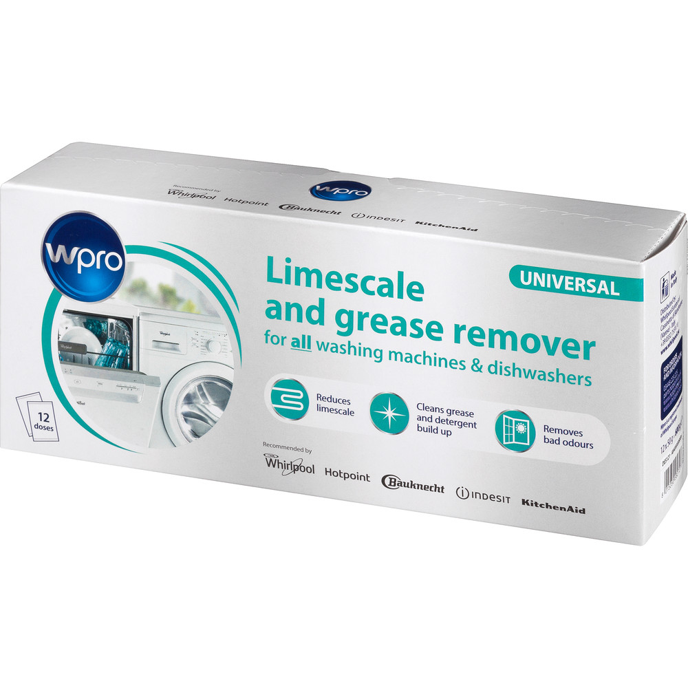 Scatola di anticalcare e sgrassatore per lavatrici e lavastoviglie. Marca: wpro.