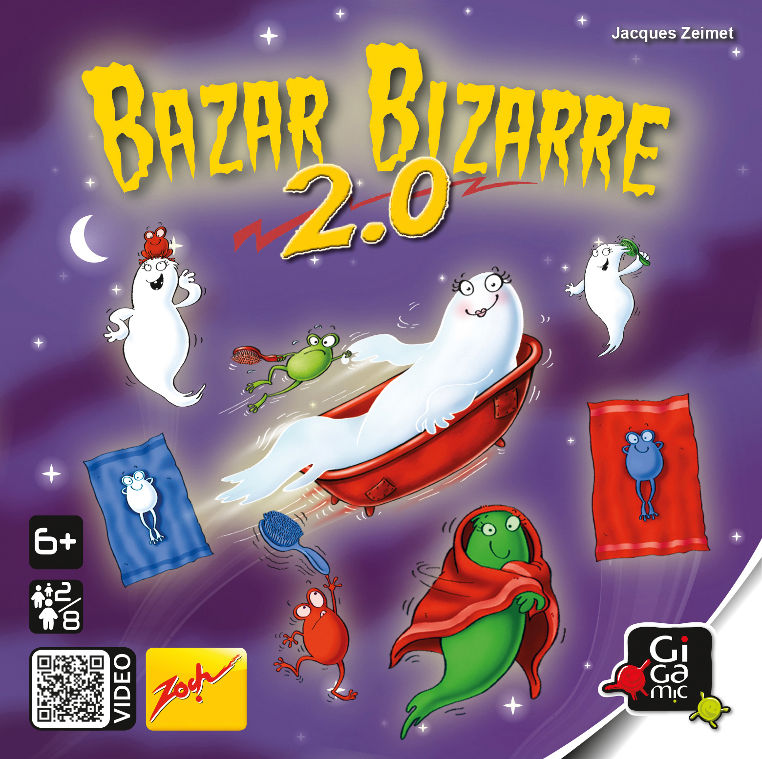 Spielbox. Titel "Bazar Bizarre 2.0". Geister, ein Frosch und andere Charaktere sind auf dem Cover abgebildet.