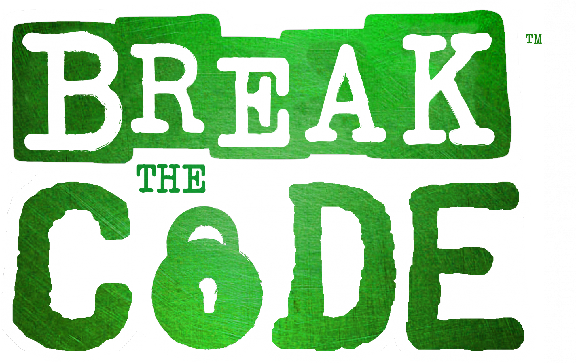 Grüner Hintergrund mit weißem Text 'Break The Code' und einem Schlosssymbol.
