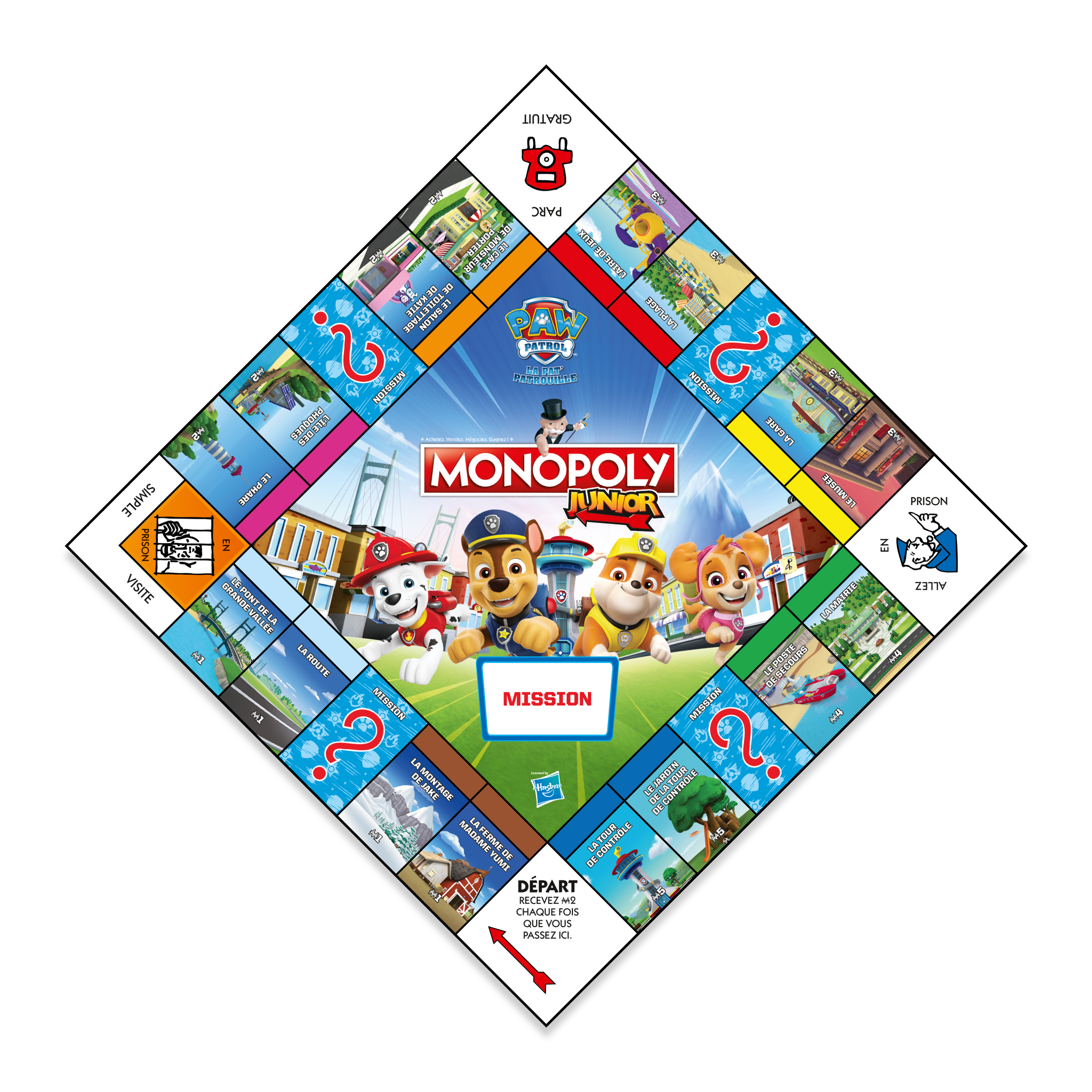 Monopoly Junior bordspel met Paw Patrol-personages en een kleurrijke lay-out.