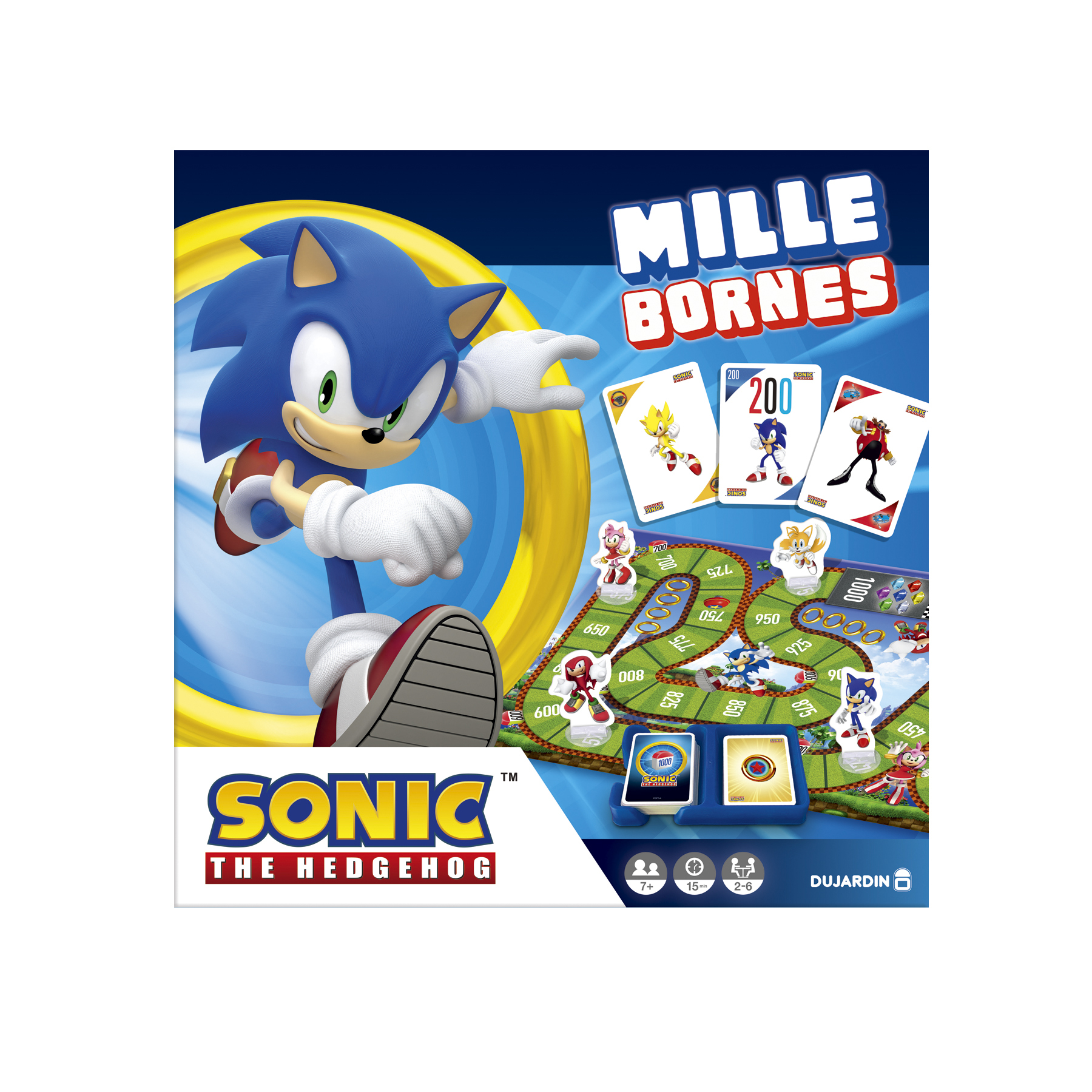 Gra planszowa Sonic the Hedgehog Mille Bornes z elementami gry.