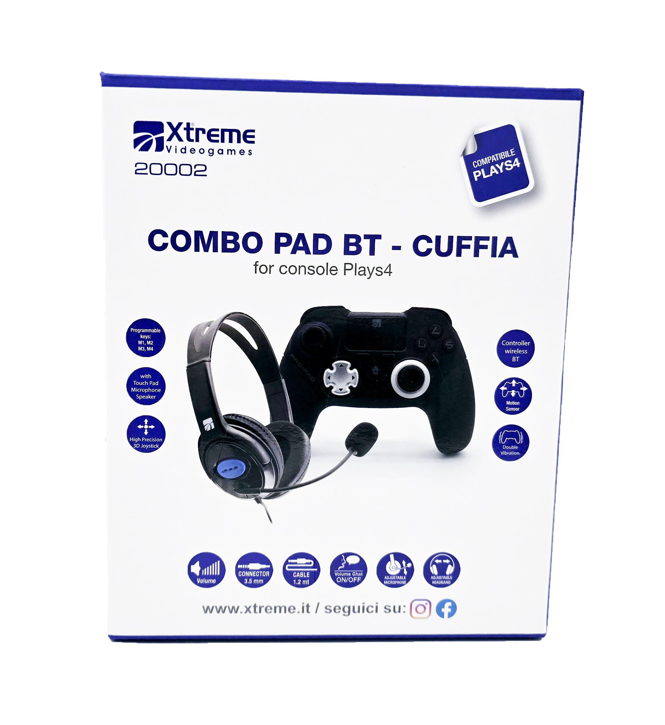 Scatola con cuffie, controller e icone per console Plays4.