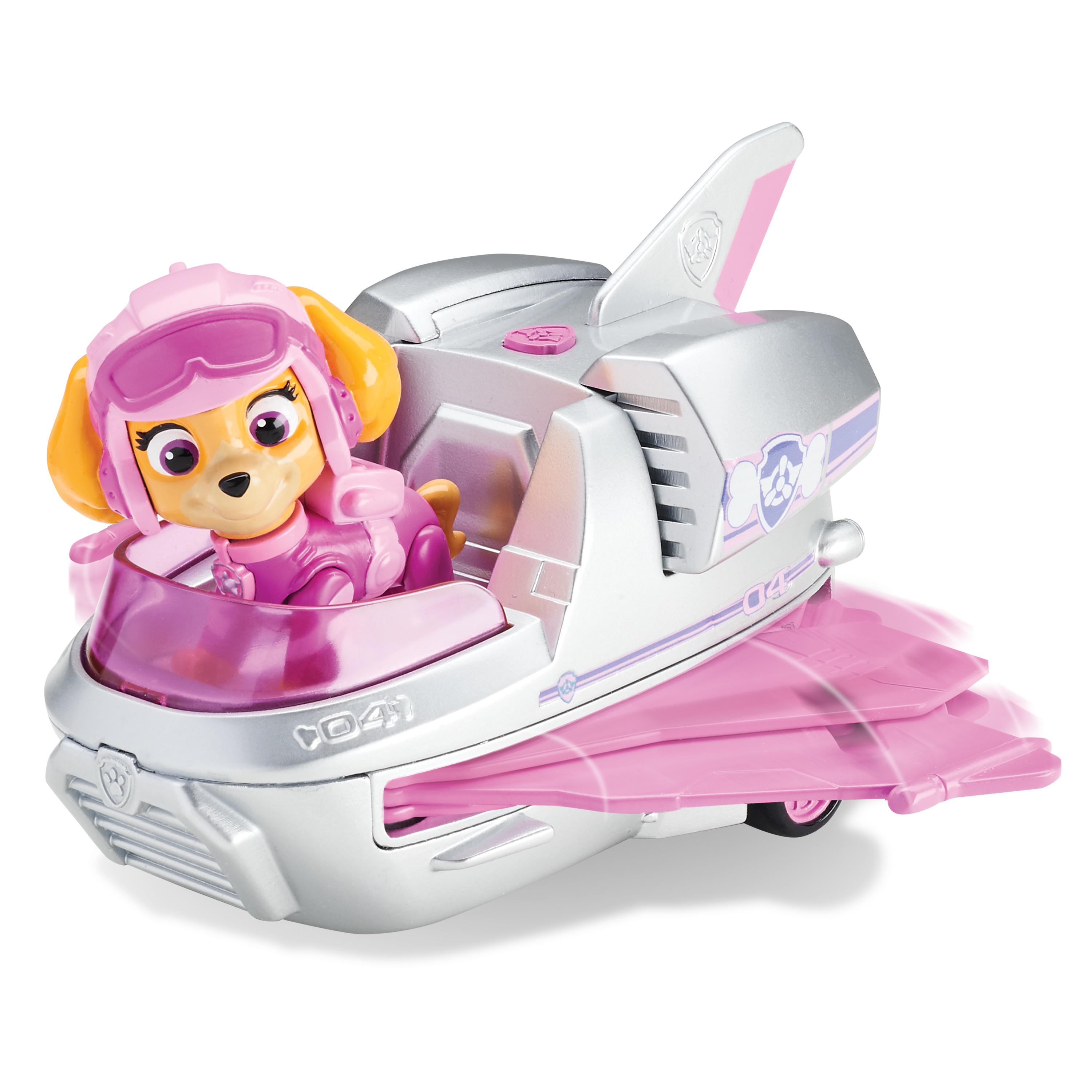 Paw Patrol Spielzeug. Skye in einem rosa Hubschrauber.
