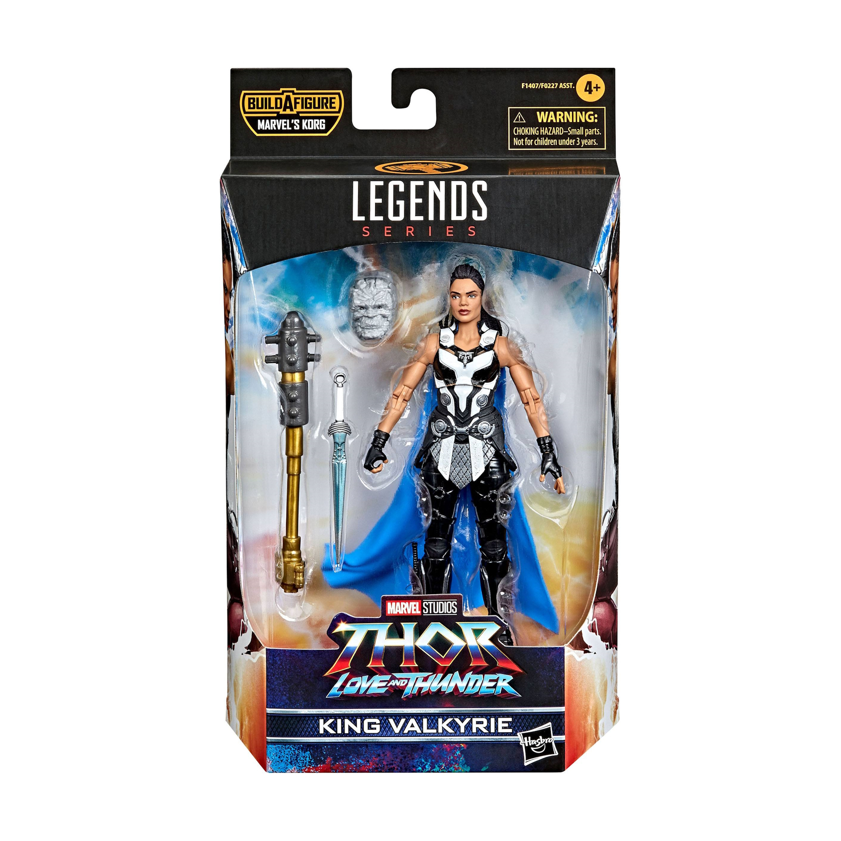Una action figure Marvel Legends King Valkyrie in una scatola.