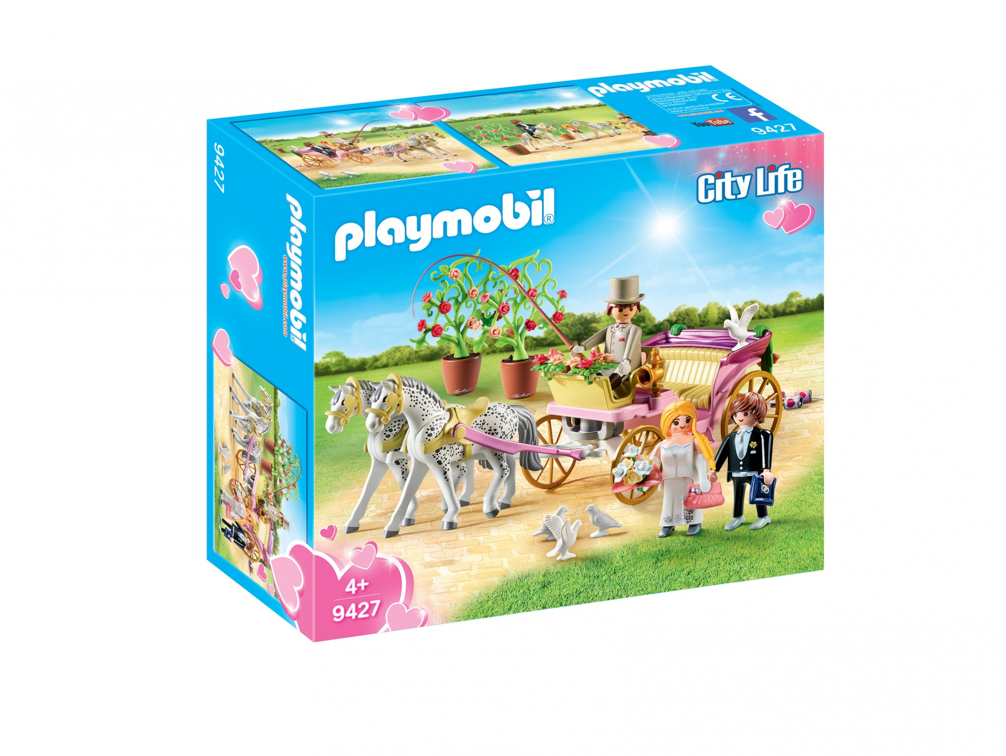 Playmobil City Life Hochzeitsset in einer Box. Enthält eine Pferdekutsche, Figuren und Zubehör.