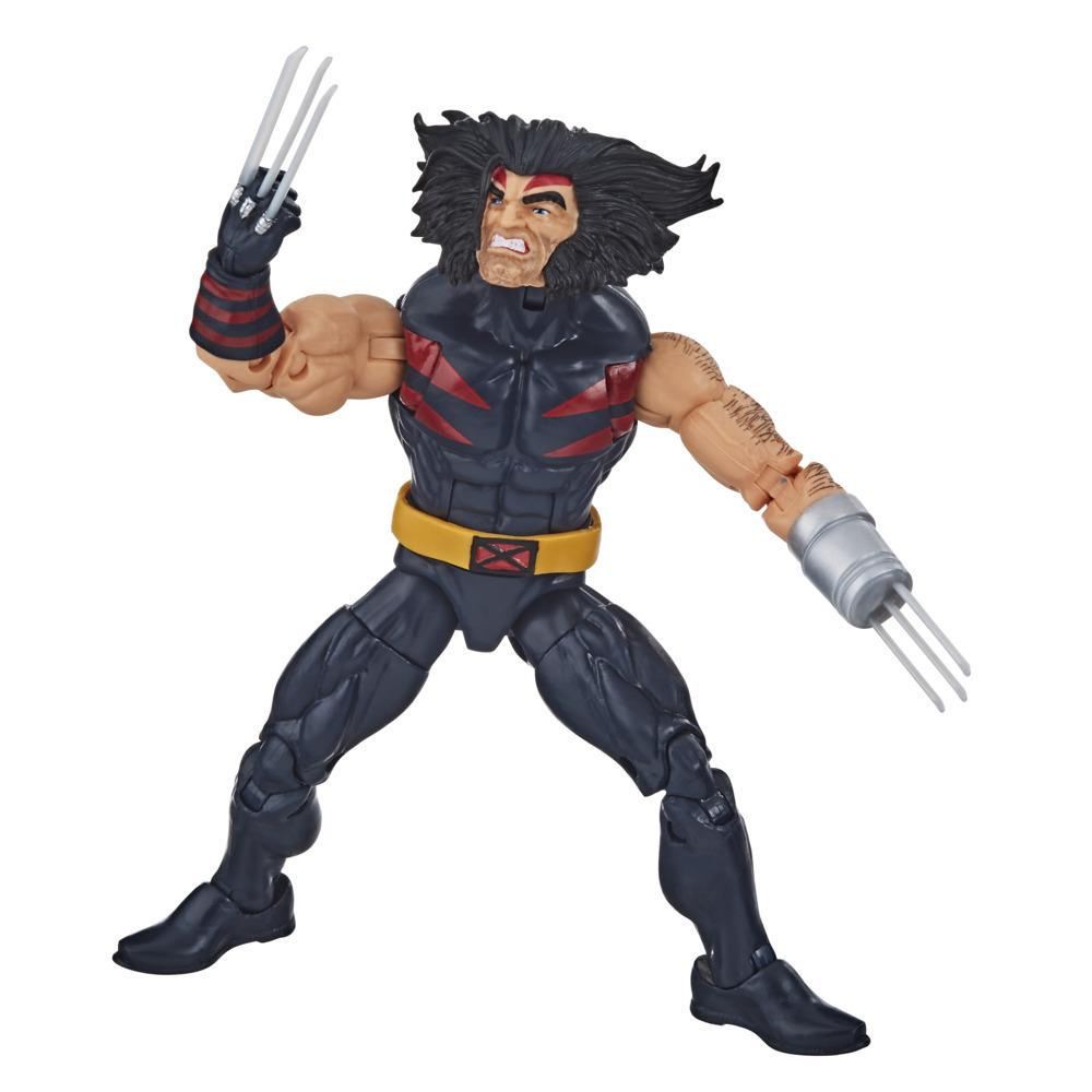 Un'action figure di Wolverine con artigli estesi, in posa dinamica.